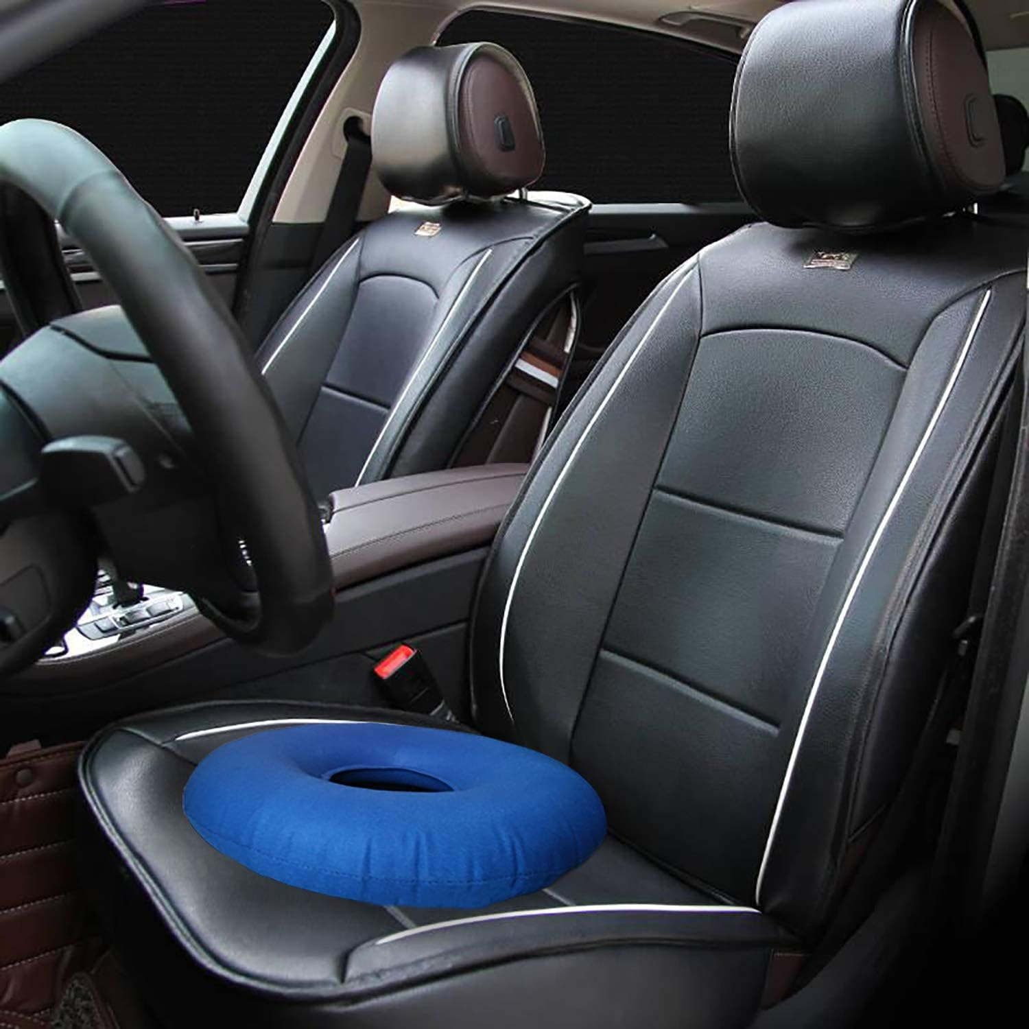 Donut Cushion Seat, Inflatable Ring Cushion with a Pump, Hemorrhoid Seat Pillow, round Wheelchairs Seat Cushion for for Home, Car or Office (15" Blue) image number 4