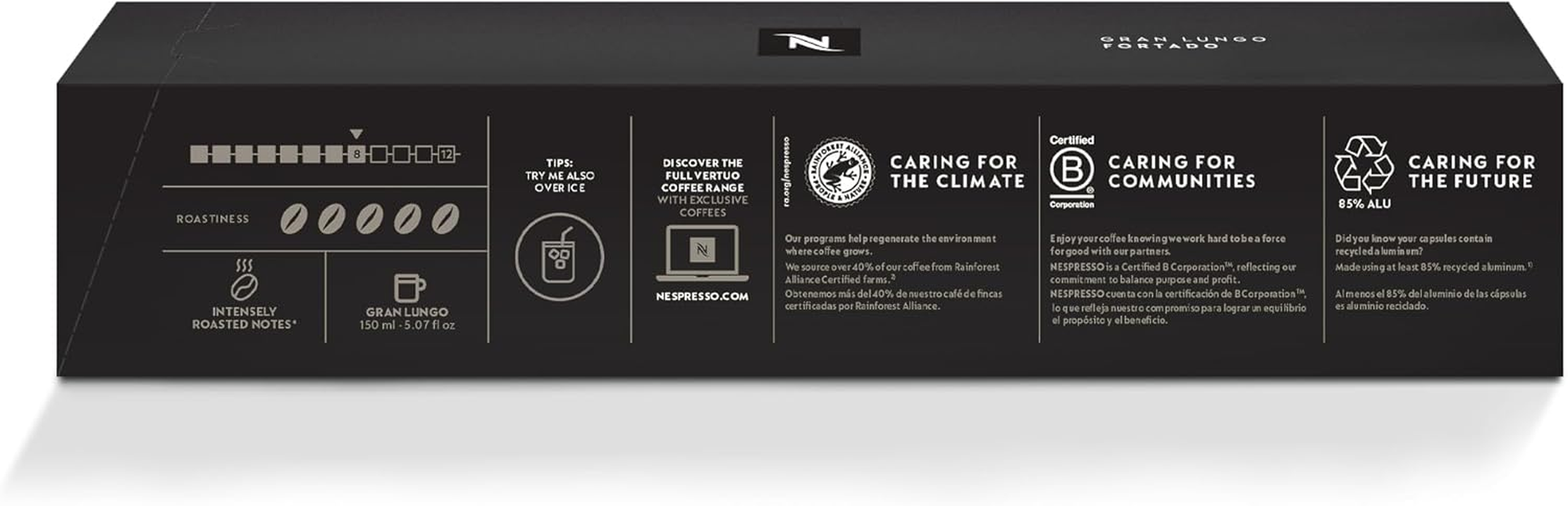 Nespresso Capsules Vertuo, Fortado Gran Lungo Americano, Dark Roast Espresso Coffee, 30 Count Coffee Pods, Brews 5.0Oz. image number 2