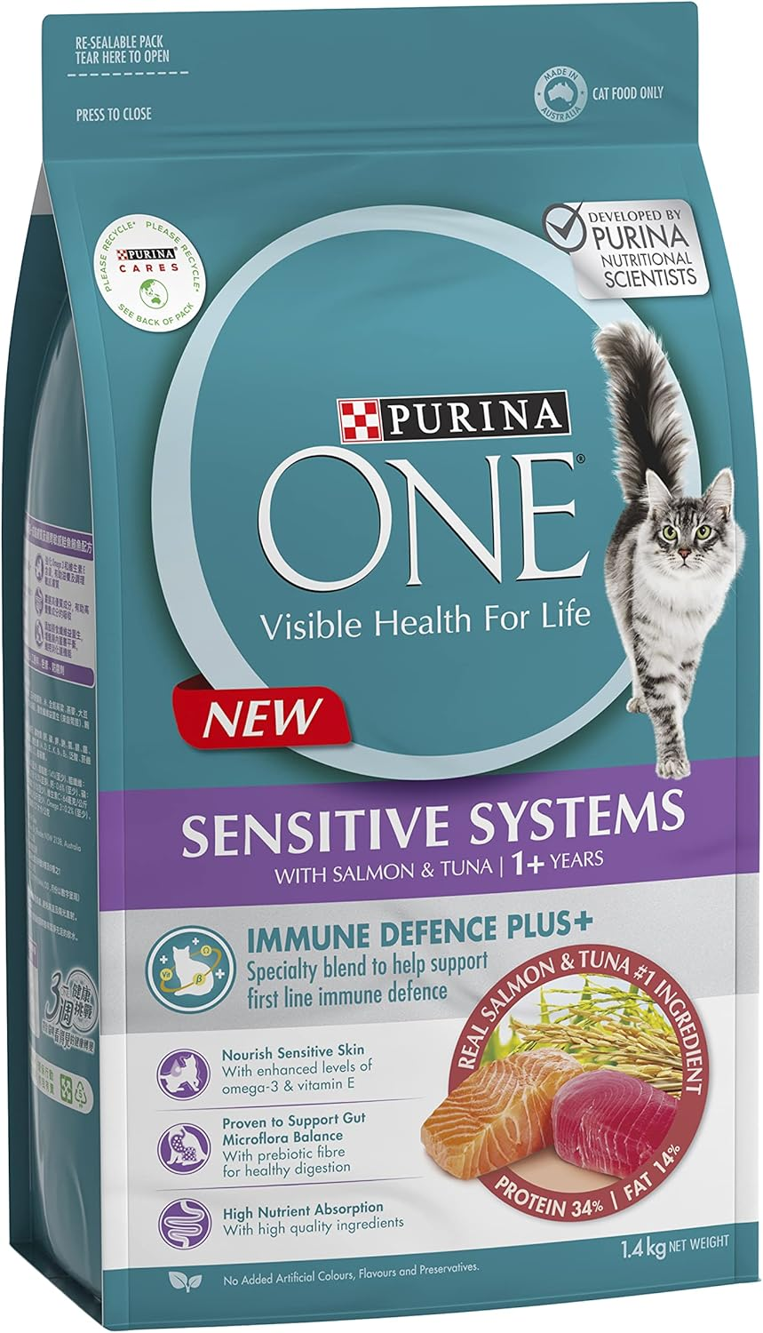 PURINA ONE Adult Dry Cat Food Sensitive Salmon & Tuna 1.4Kg