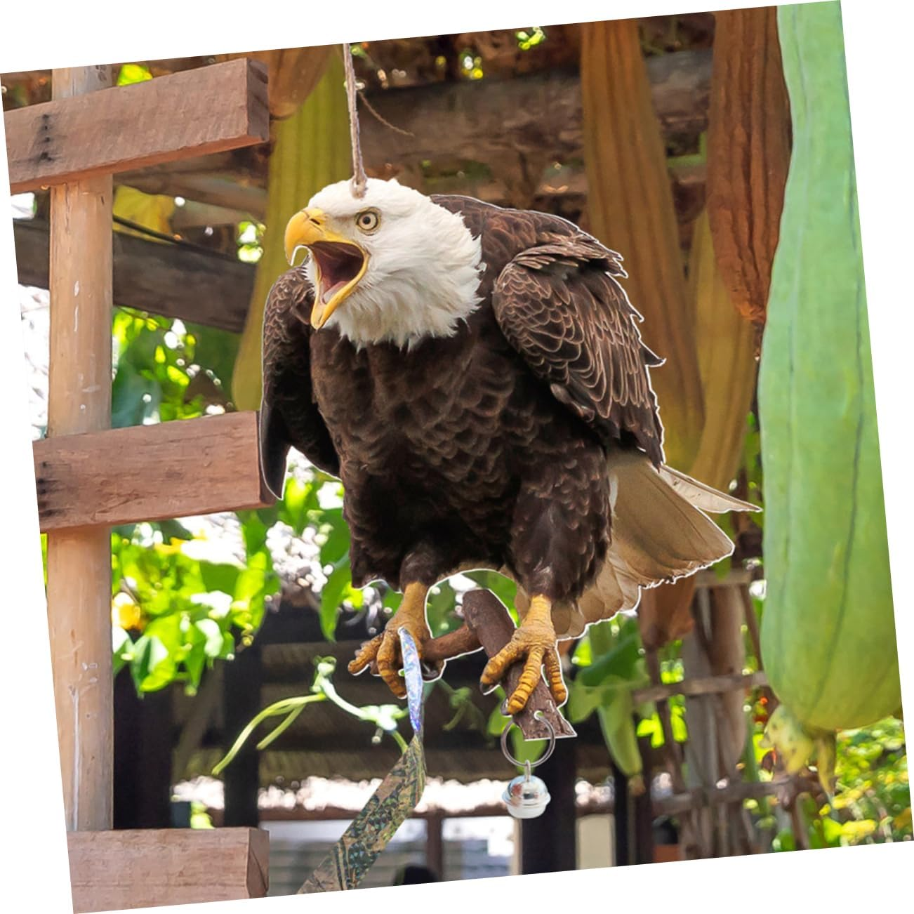 Outdoor Hanging Owl Ornament with Bell, Decorative Garden Owl Decoy for Tree, Bird Deterrent Wind Chime for Yard and Orchard Use image number 2