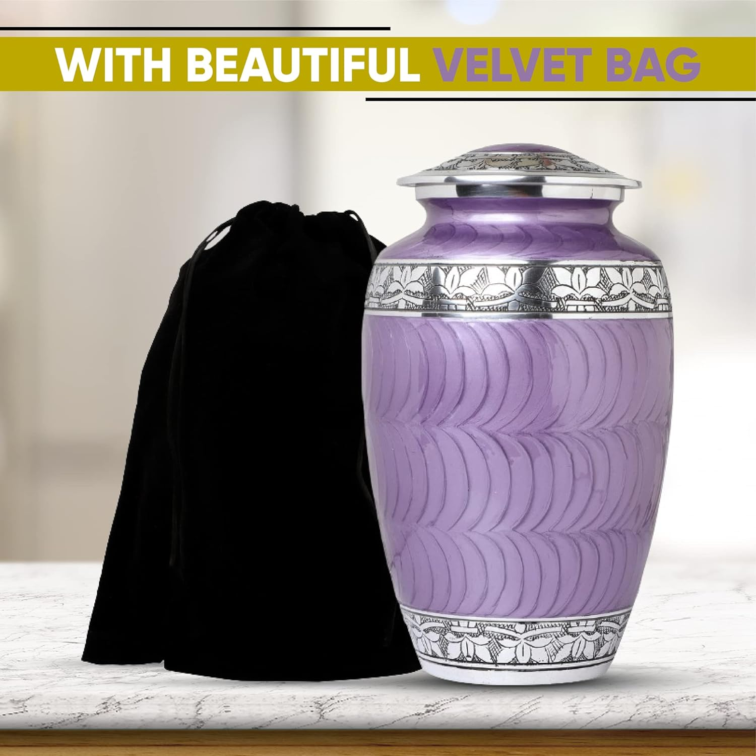 Forever Lane Cremation Urns for Adult Ashes - Handcrafted Large Urn, Burial - Urns for Human Ashes Adult Female or Male, Funeral Decorative Urn - up to 200 Lb. (Purple) image number 3