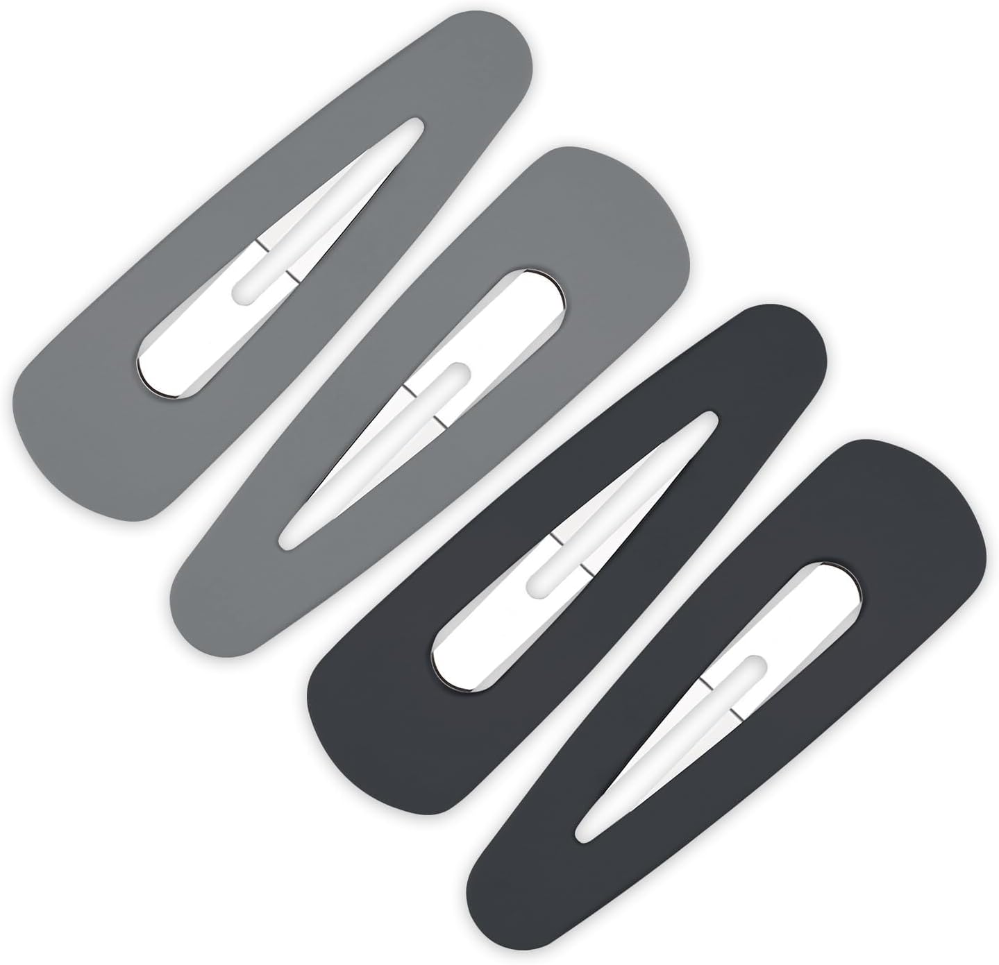 4Pcs Large Snap Hair Clips Acrylic Metal Snap 9Cm Hair Barrettes Matte Snap Clips Hair Pins Large Barrettes Hair Accessories for Girls Women Hair Accessories (Black&Grey) image number 5