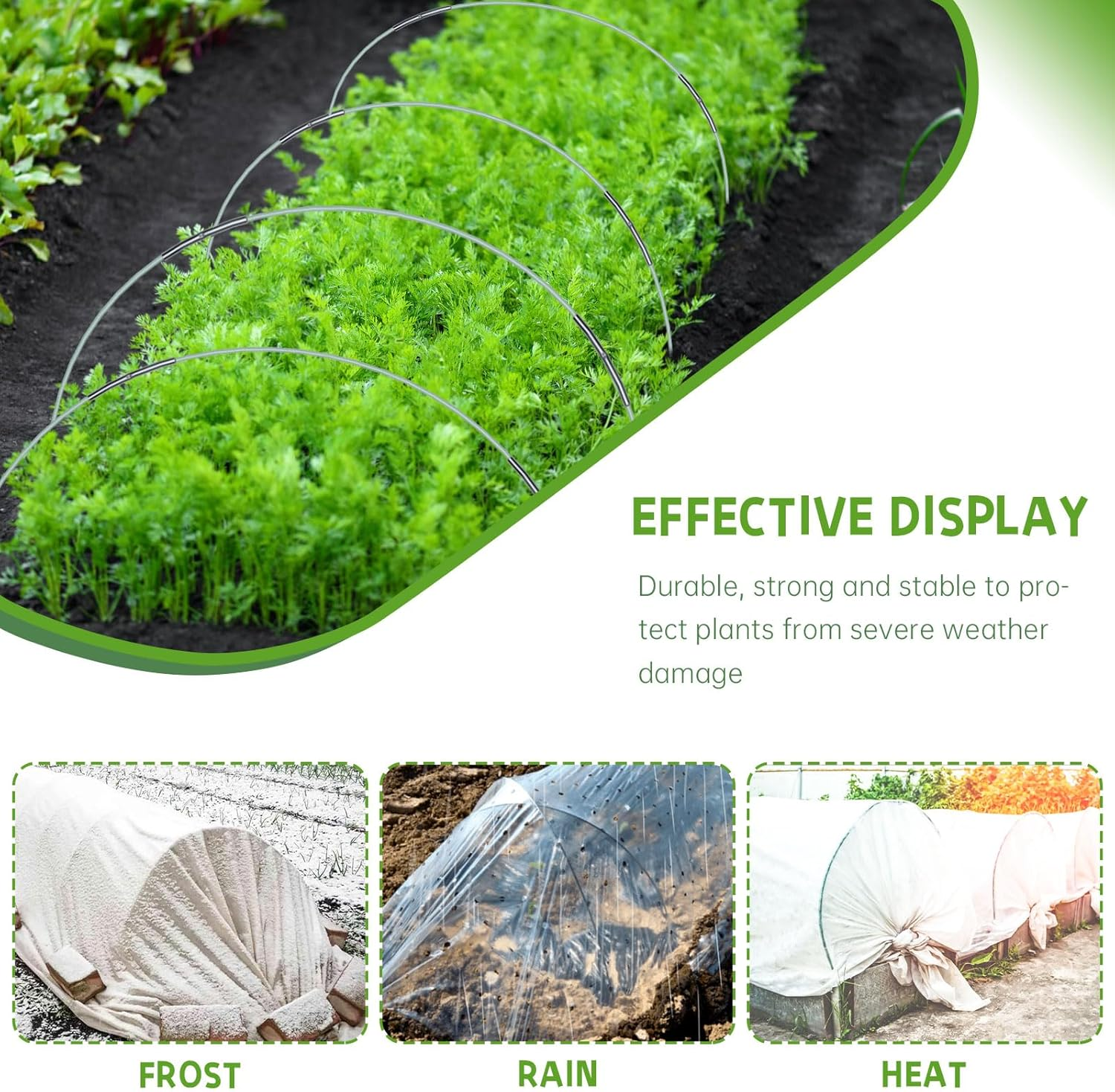 36Pcs Garden Hoops for Raised Beds, Hoops for Garden Netting, Garden Netting with Hoops for Row Cover image number 3