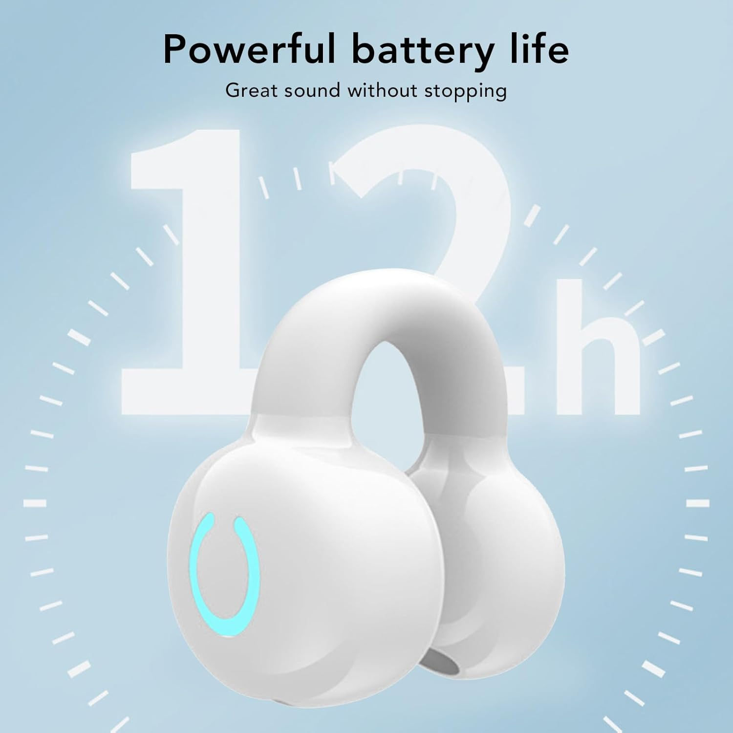 Open Ear Wireless Earbuds, V 5.3 Clip on Earphones, Single Ear Clip Earphones with Noise Cancellation, IPX5 Waterproof, for Sports Running (White) - Yellow image number 2