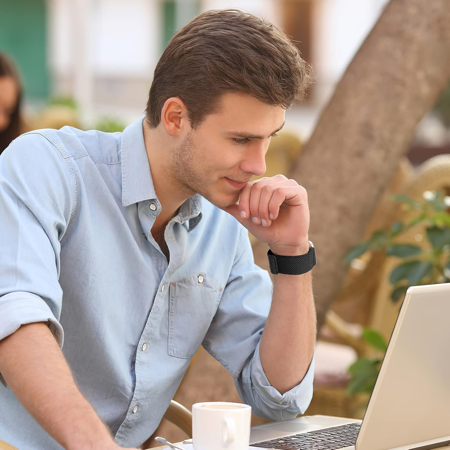 Elastic Nylon Band for Fitbit Versa 2, Versa, Lite, SE - Adjustable Breathable Comfortable Sport Replacement Wristband for Women Men image number 6