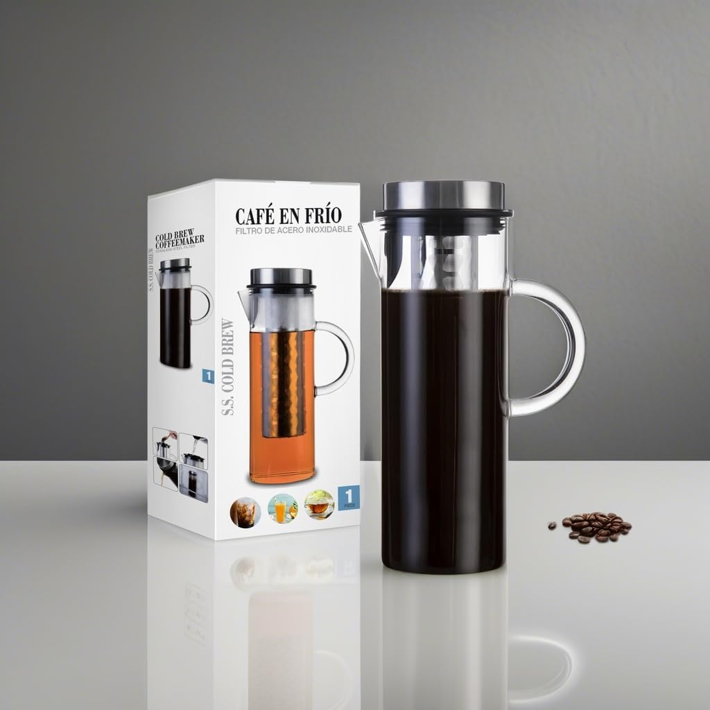 Mr Towels Deluxe Cold Brew Coffee Maker with Removable Stainless Steel Filter (Stainless Steel 44Oz/1300Ml/1.4Qt) image number 6