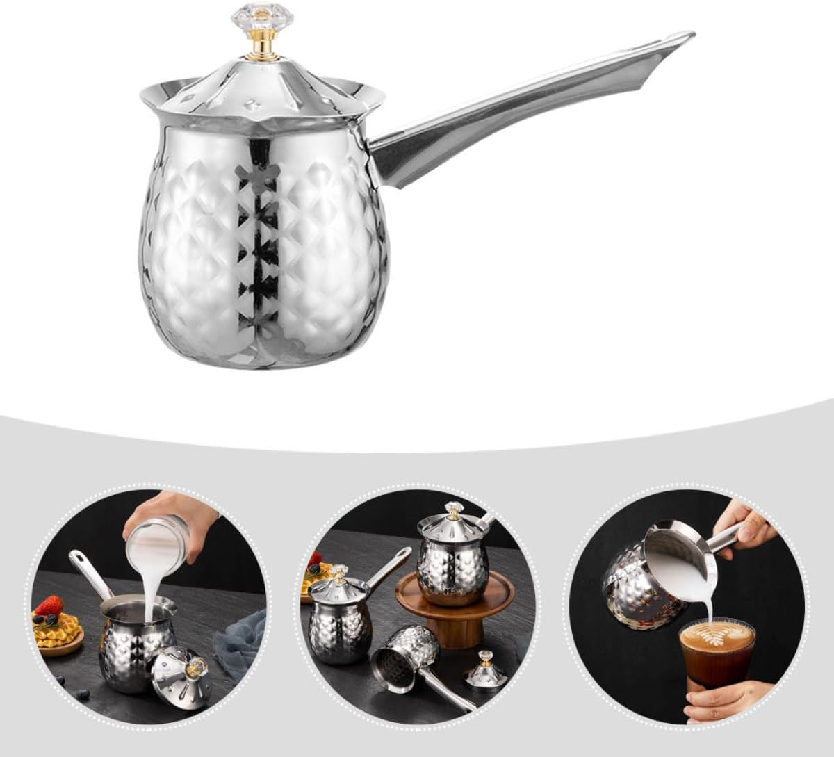 Hohopeti Stainless Steel Milk Frothing Pitcher 200Ml with Spout Coffee Accessory Household Steaming Pitcher for Espresso and Latte Art image number 1