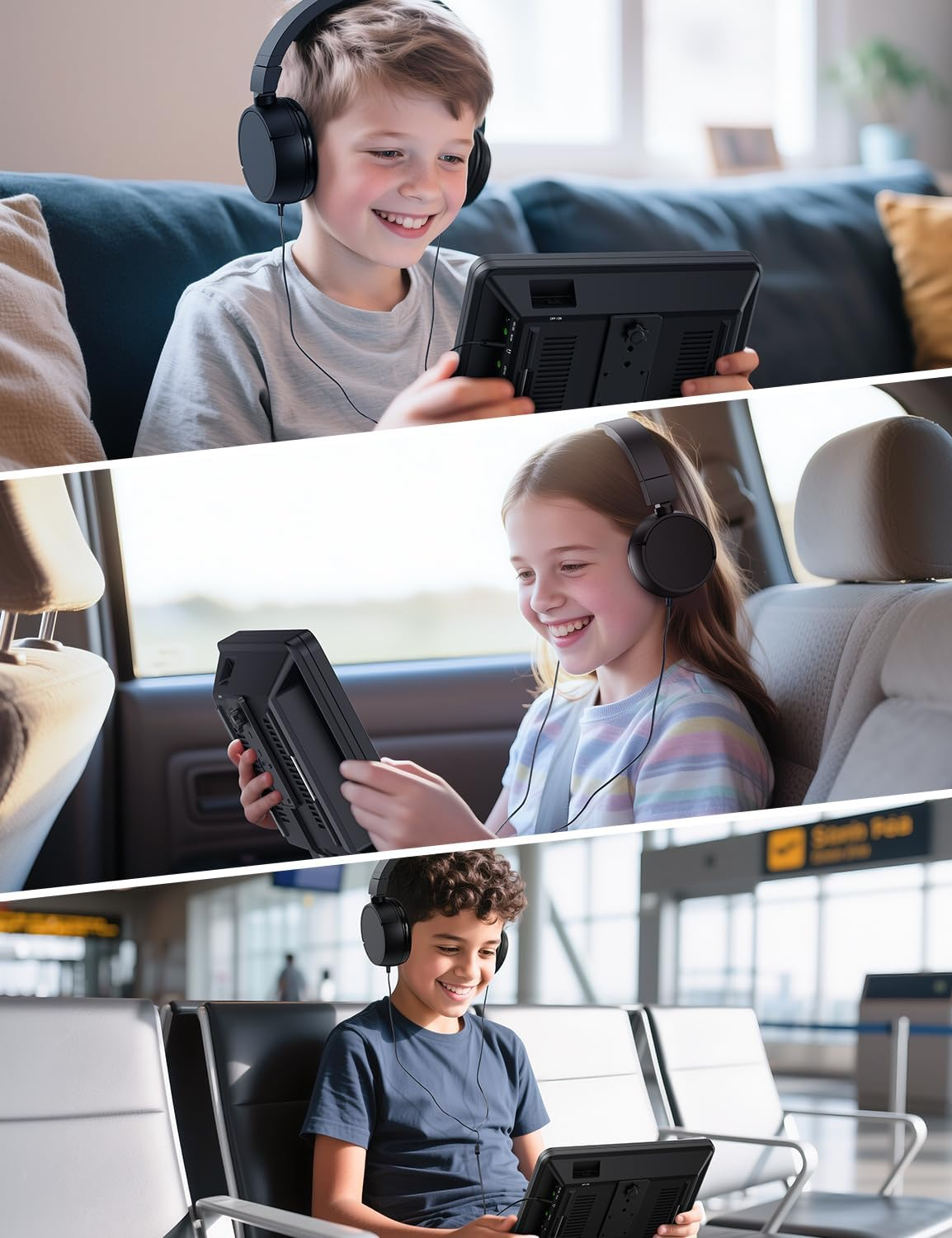 Gonavidio 10.1" Dual Portable DVD Players for Car with HDMI Input, 5 Hours Battery, Car DVD Player Support USB/SD Card, Play Same/Different Movies (2 X DVD Player) image number 5