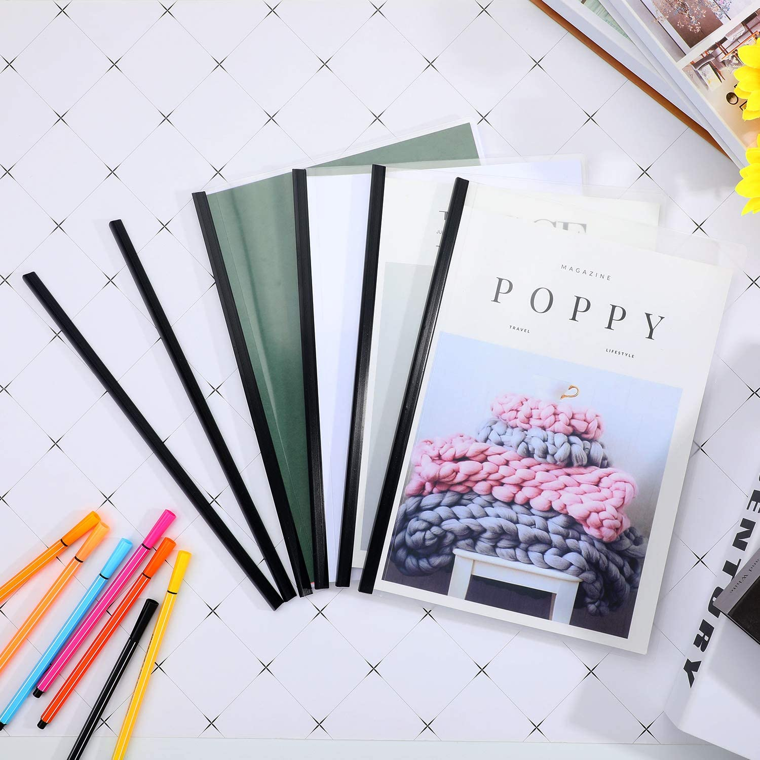 30 Pieces Binding Bars Slide Grip Binding Bars for Office School Report Cover, A4 Size, 40 Sheets Capacity, 12 Inch (Black) image number 6