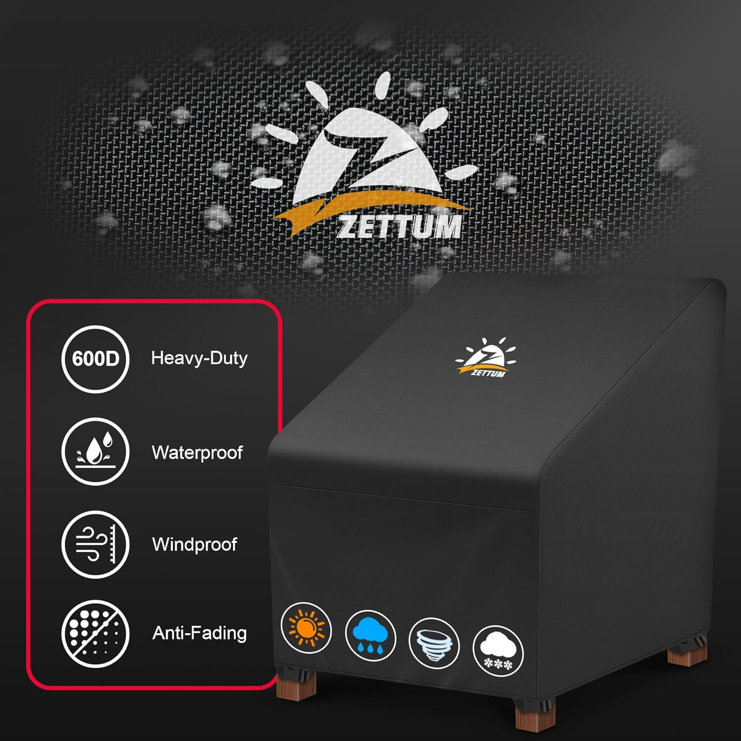 Zettum Patio Chair Cover - 600D Outdoor Chair Cover Waterproof & Heavy Duty, Lawn Lounge Deep Seat Furniture Cover for Swivel Chair, Wicker Chair, Rocking Chair, Single Sofa Chair - 32 X 38 X 31 Inch image number 1