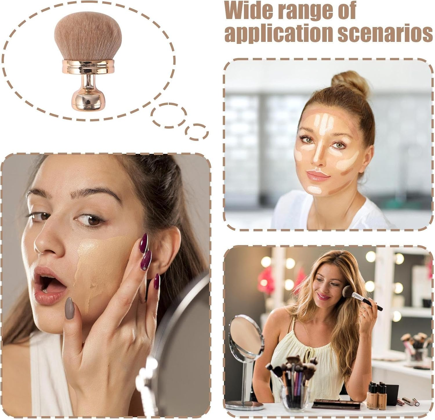 Body Makeup Brush, 3 Inches Large Body Tanner Makeup Brush, Wide Head Oval Applicator Legs Back Arms Even Coverage for Foundation, Concealer, Cream, Blush