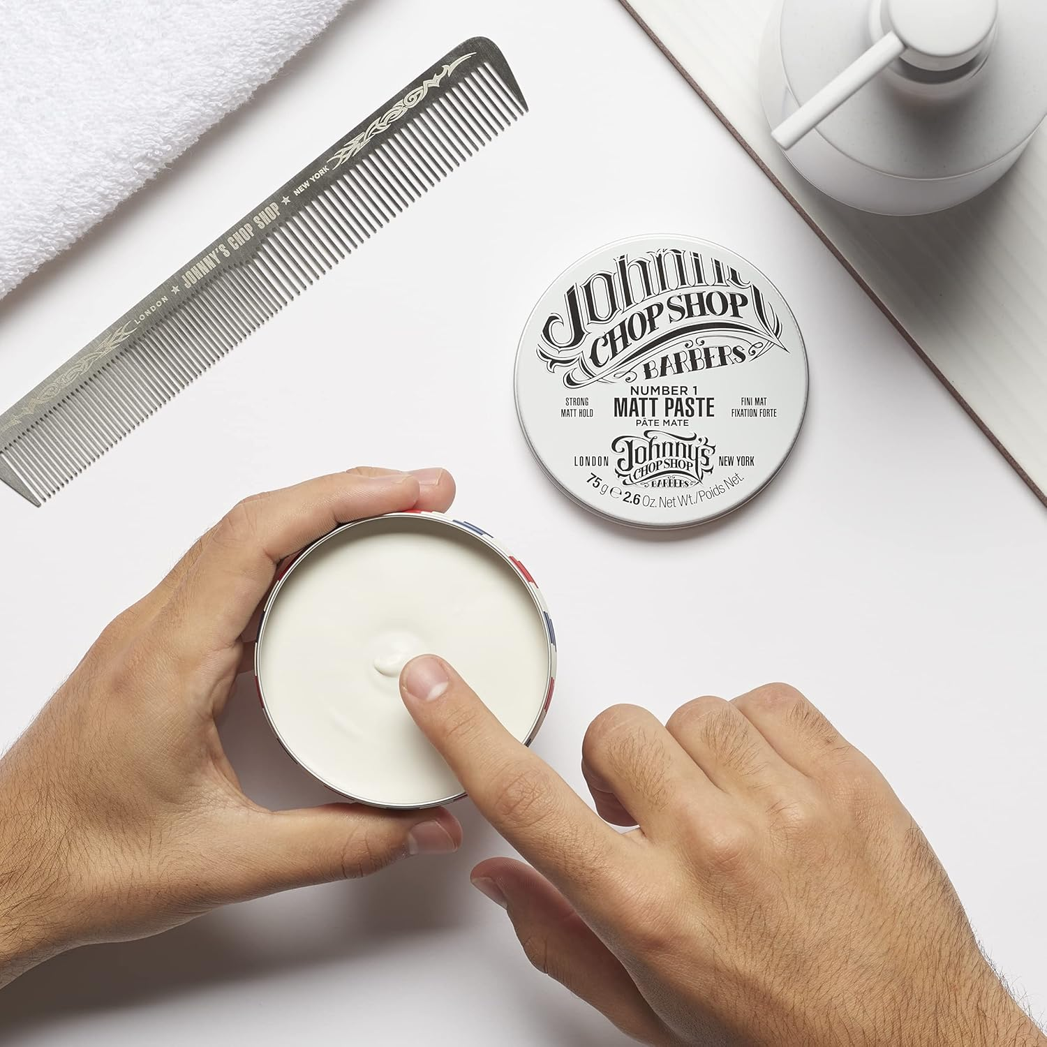 JOHNNY&rsquo;S CHOP SHOP #1 Men'S Hair Styling Matte Paste Pro-Quality Strong Hold, Lasting Texture, Natural Look Soybean Oil Protection & Hydration 2.6 Oz image number 2