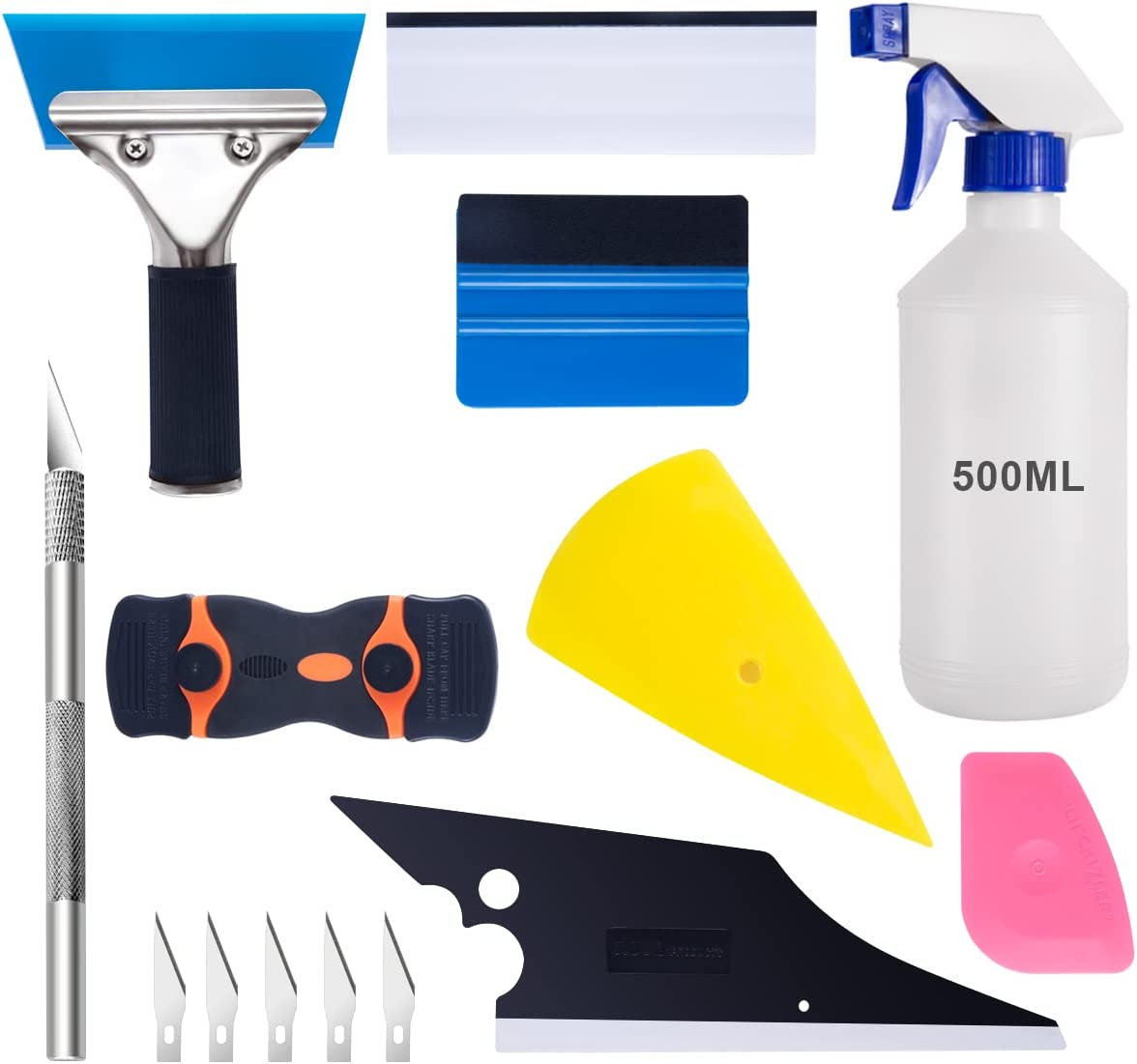 Luxiv Window Tint Application Tools Kit, 9 Pcs Vehicle Glass Protective Film Installing Tool, Car Squeegee, Automotive Scrapers (B) image number 1