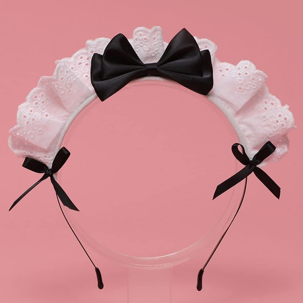 Lolita Lace Bow Headband Maid Anime Cosplay Headpiece Bow Ribbon for Women and Girls image number 1