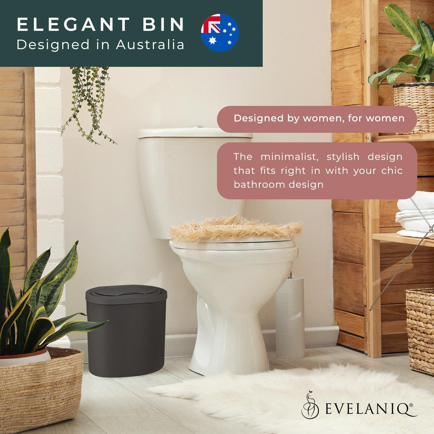 Women'S Sanitary Napkin Receptacle (Bin + 150 Hygiene Bags) Feminine Pad & Tampon Restroom Disposal Receptacle Mini Trash Can Starter Pack, Dark Grey for Home & Business Bathrooms. image number 5