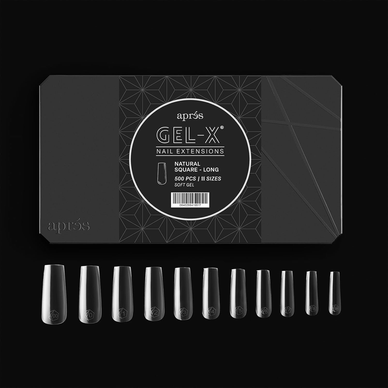 Apres Gel-X&reg; Soft Gel Tip Box | Natural or Sculpted Square | 500Pc Gel-X Tips, 11 Sizes 00-9, Premium Quality image number 4