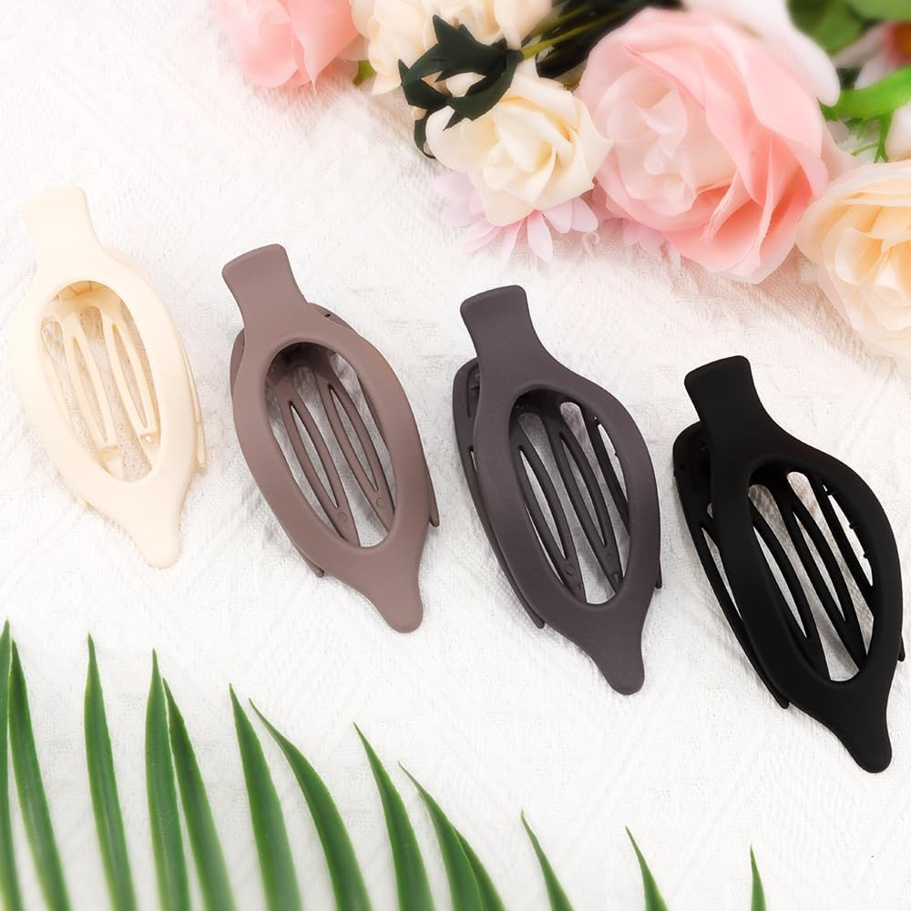 ATODEN Flat Hair Clips for Women Lay Flat Hair Claw Clips for Thick Hair 4 Pcs Large Alligator Hair Clips Duck Billed Hair Clips Matte Neutral Claw Clips Hair Barrettes Hair Accessories image number 1