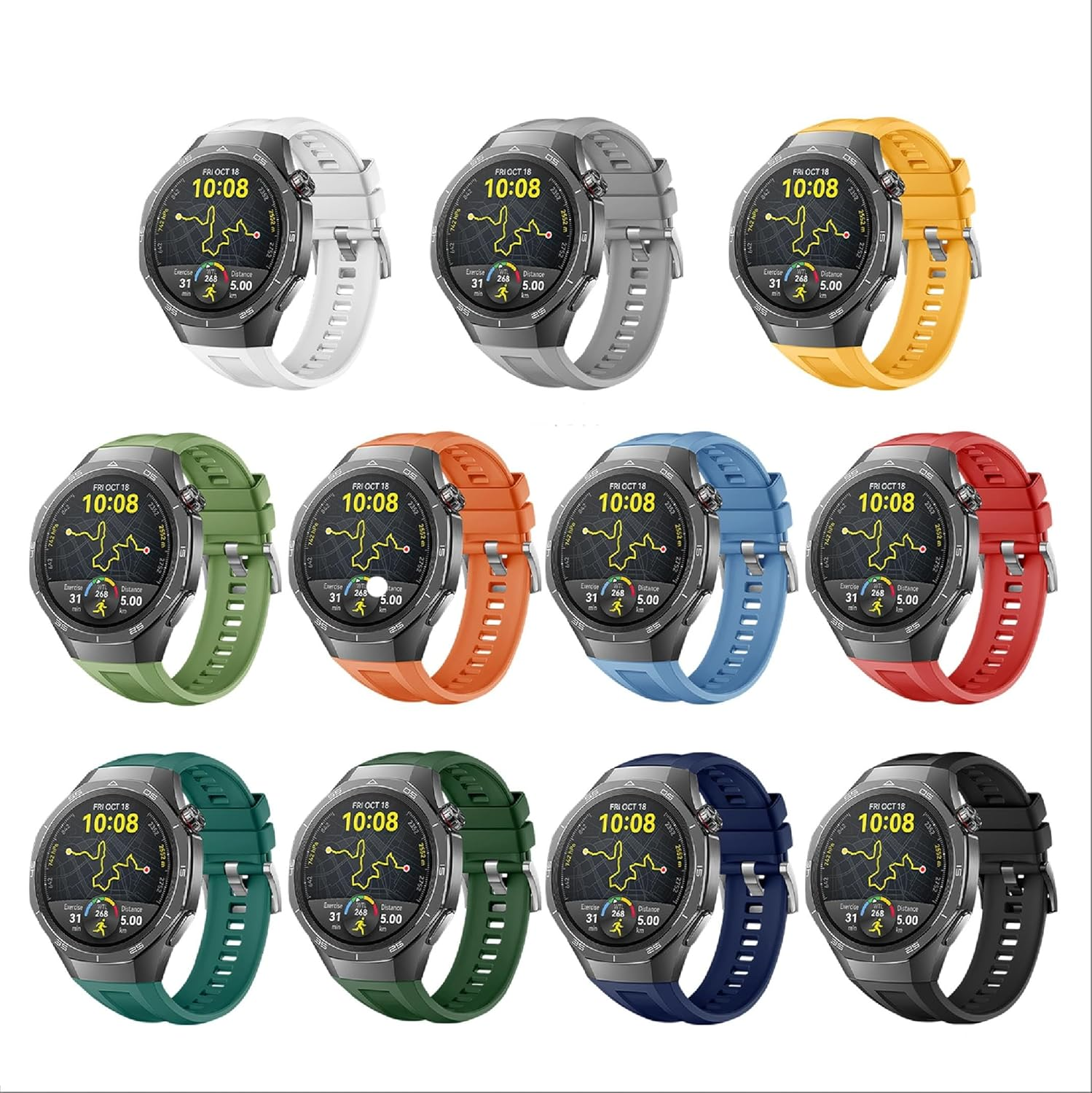 GIOPUEY Strap Compatible with Huawei Watch GT 5 Pro 46Mm, Soft Silicone Watch Strap, Strap Replacement [Wear-Resistant] [Breathable] - Black image number 6