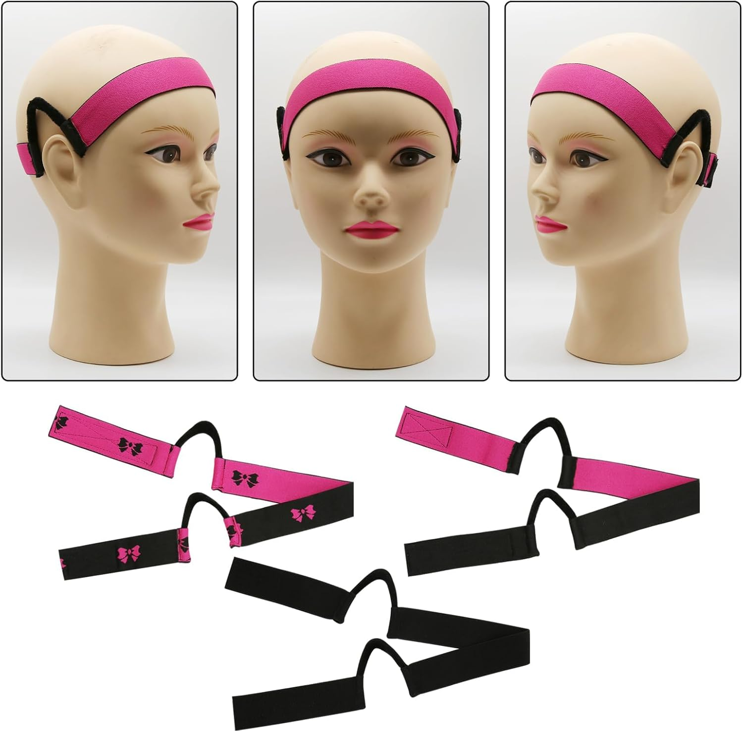 HINGTAI 3Pcs Double-Sided Velvet Ear Painless Wig Bands C-Shaped, Comfortable Soft Painless Wig Band with Ear Cut Outs Tools, Earless Melting Band Supplies image number 2