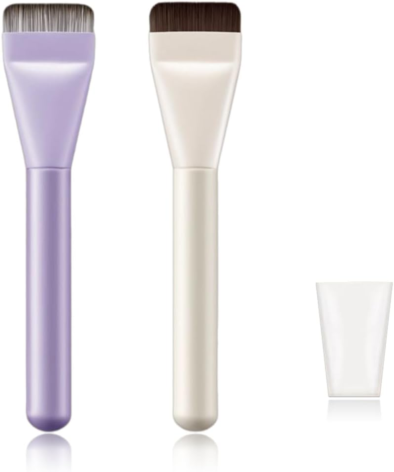 MIRKUZI Face Brush 2 Pieces Makeup Brushes Flat Foundation Concealer Brush Ultra Thin Foundation Brush Foundation Brush Makeup Concealer Brush Gift for Girls Women image number 3