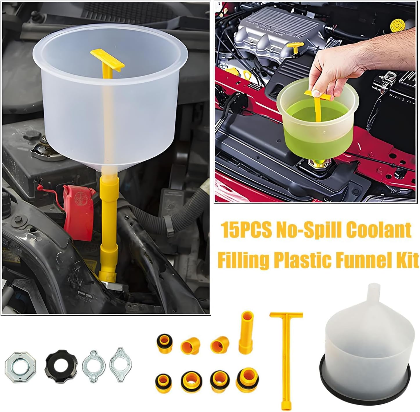 Universal No-Spill Coolant Filling Funnel Kit for Car and Truck Radiators,Auto Mechanic Tool image number 4