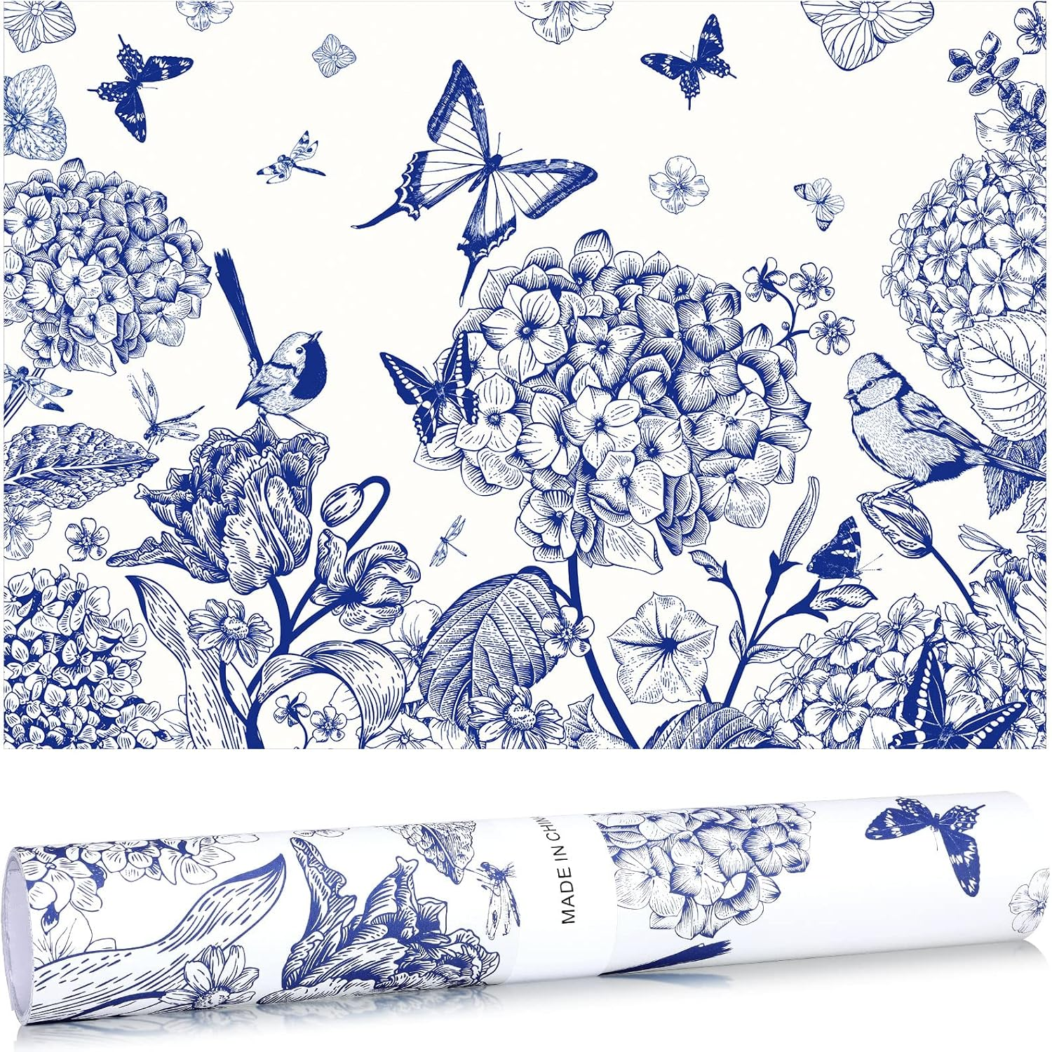 10 Sheets Scented Drawer Liners for Dresser, Non-Adhesive Paper Liner for Home Shelf Closet (Blue Butterfly, Linen)