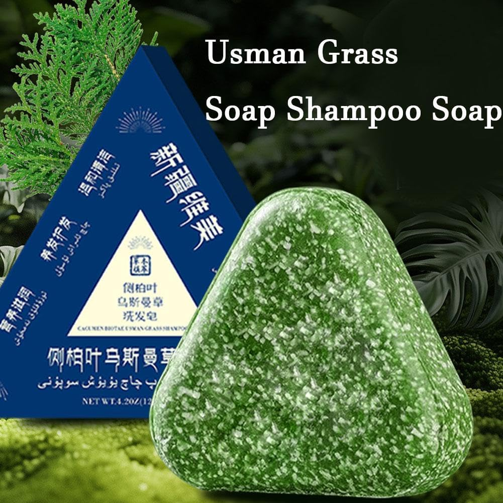 Nature Triangle Shampoo Bar, Nature Seven Green Soap Shampoo, Usman Grass Shampoos Bar, Rich Lather, Travel-Friendly for All Hair Types, Gentle on Hair & Scalp, for Women and Mens (S3 2Pcs) - S1 image number 2