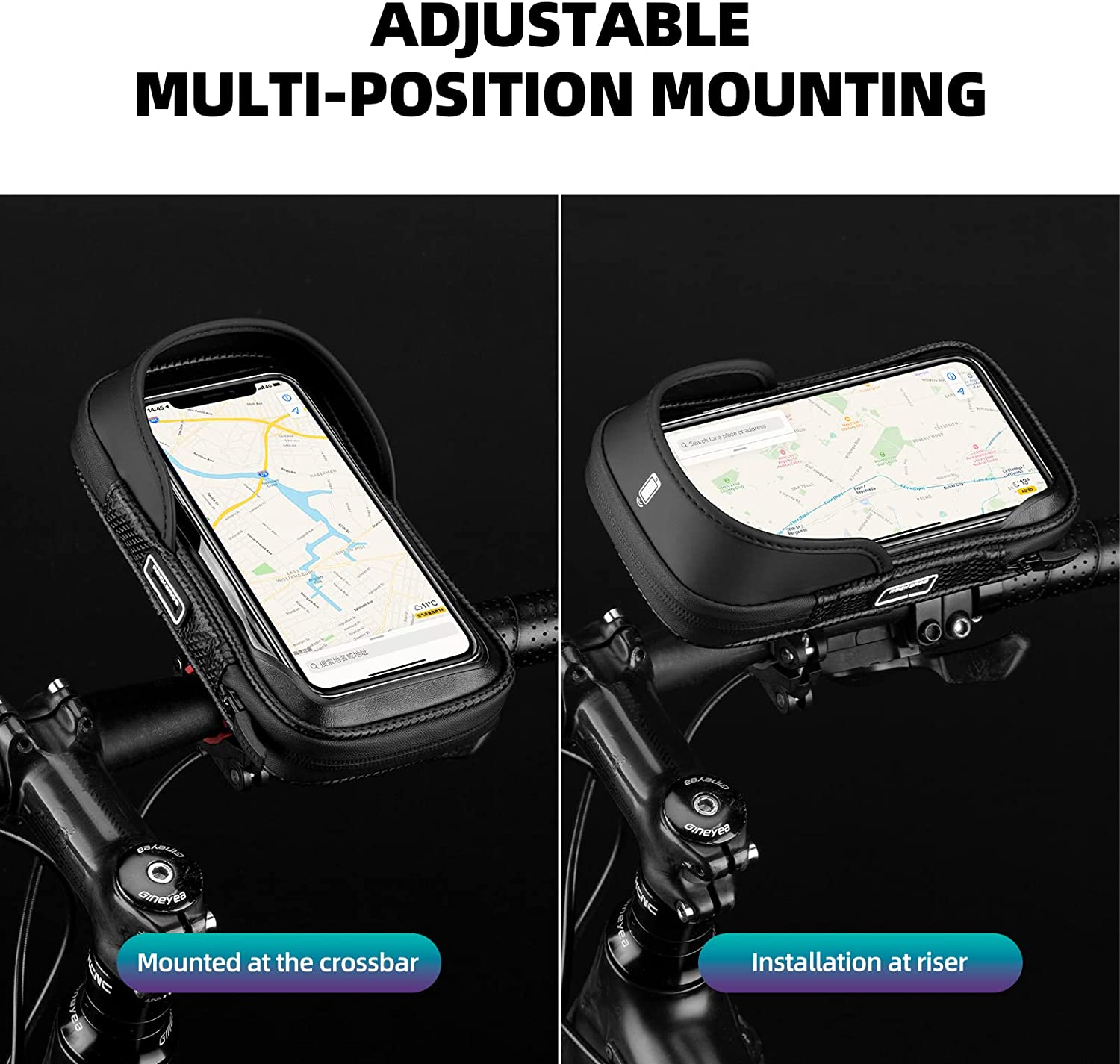 ROCKBROS Bike Phone Mount Bicycle Phone Holder Waterproof and Shockproof Bike Phone Pouch Cell Phone Case Compatible with Iphone 11/12 Pro Max 8 plus Phones below 6.8&rdquo; image number 5