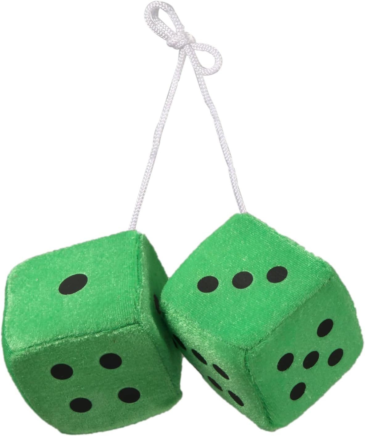 LUTER Plush Dice for Car Rearview Mirror - Green Vintage Square Hanging Accessories - Interior Decor for Car, Home and Office