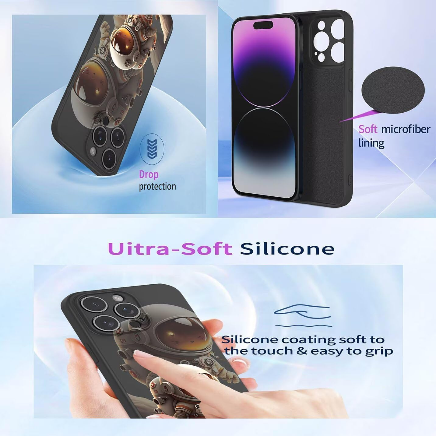 BORYA Silicone Case for Oppo Reno14 5G (Reno 14 5G), Ultra Thin Shockproof Mobile Phone Case, Silky Soft TPU Protective Case, Simple Elegant Colour Pattern Cover, Microfibre Lining Case, P2 - P1 image number 2