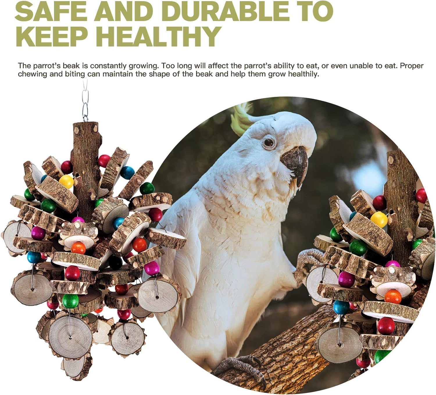 Bird Toys, Bird Large Parrot Toys, Natural Pet Bird Chewing and Chewing Toys for Amazon Parrots, African Gray Parrots, Macaws and Other Medium and Large Birds image number 4