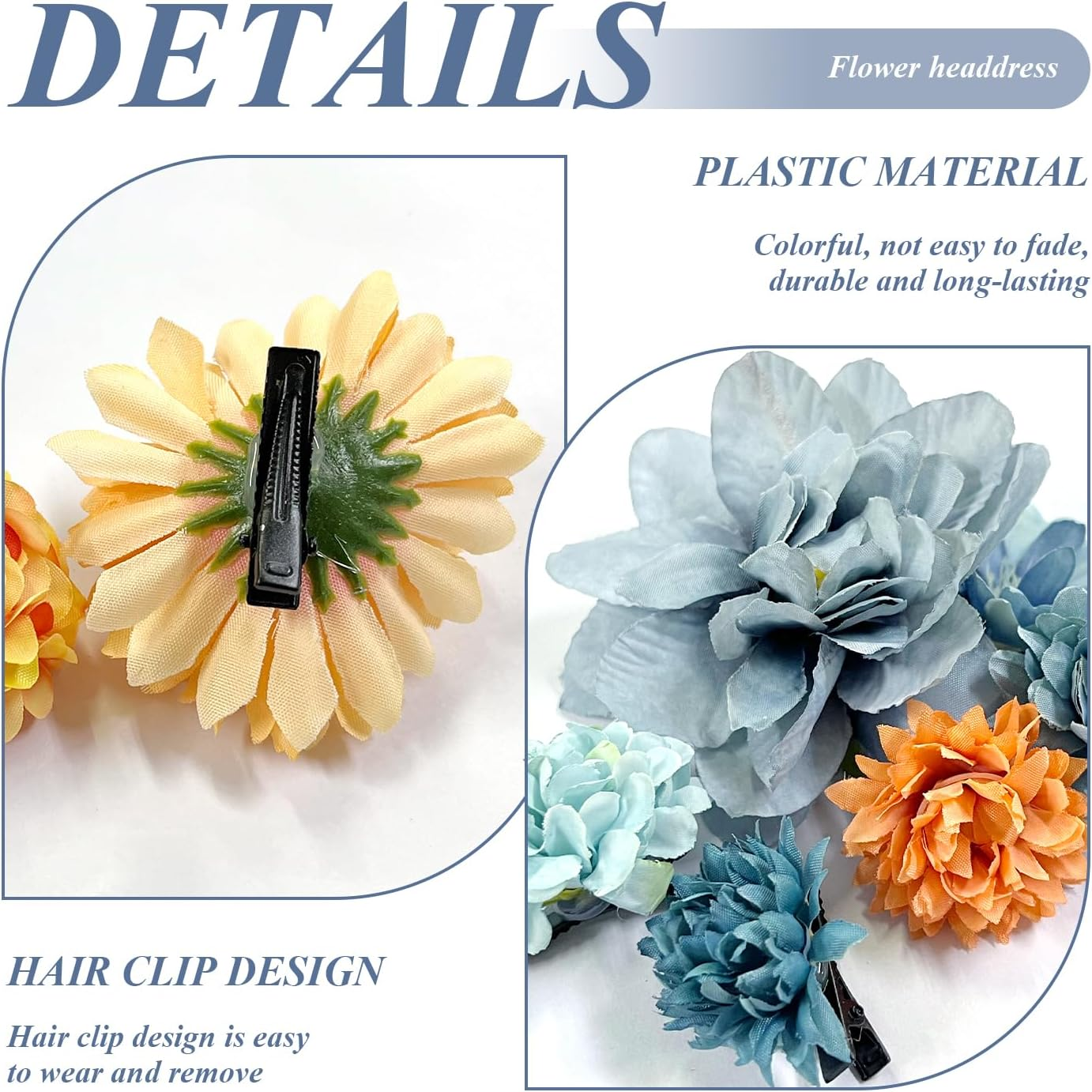 21 Flower Headpieces and 4 Pieces Hairpin, Hair Styling Accessories, Elee Floral Hairpin, Party Clothing Accessories image number 1