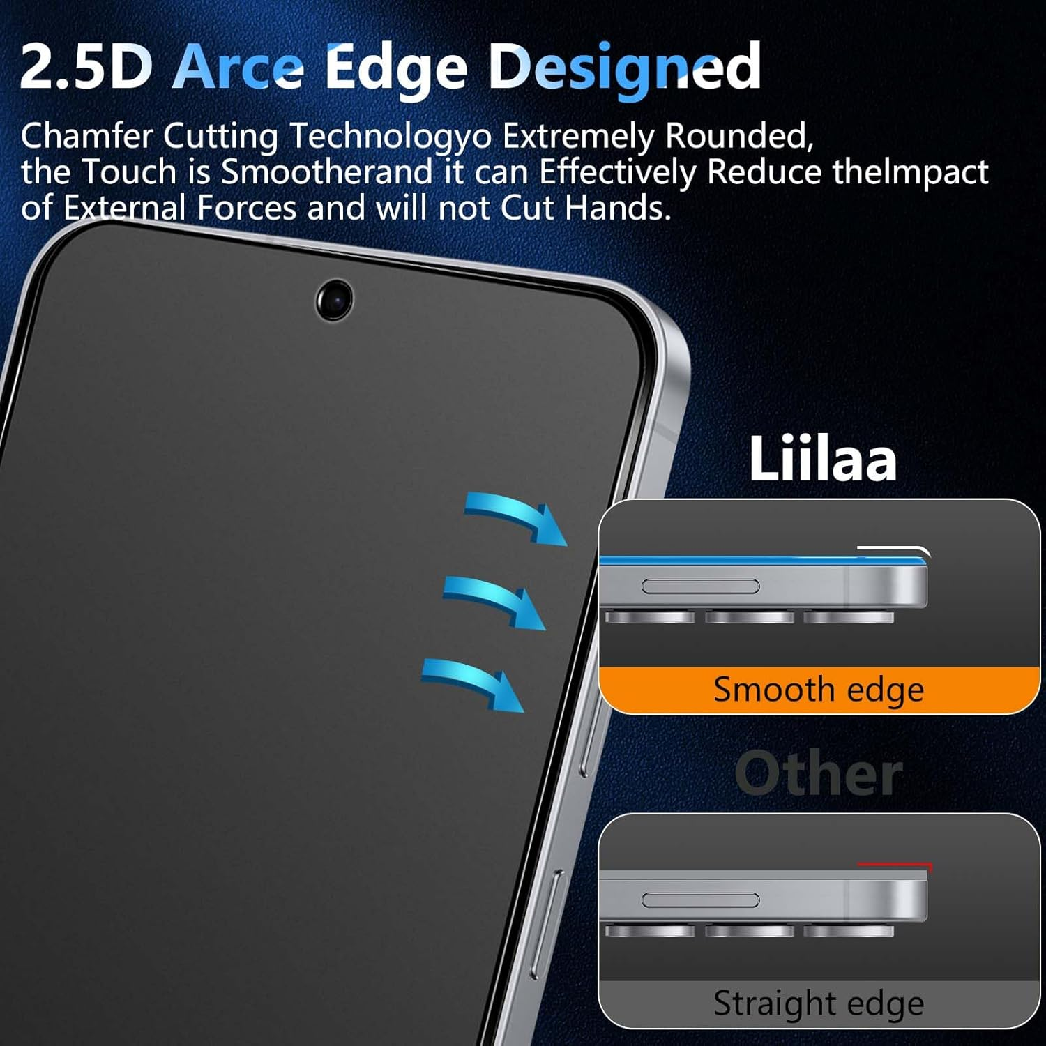 Liilaa Matt Privacy Screen for Samsung Galaxy S25 FE with Fingerprint Detection, Pack of 2 Matte anti Spy Privacy Screen Protector, Anti-Fingerprint Anti-Glare Privacy Film image number 5