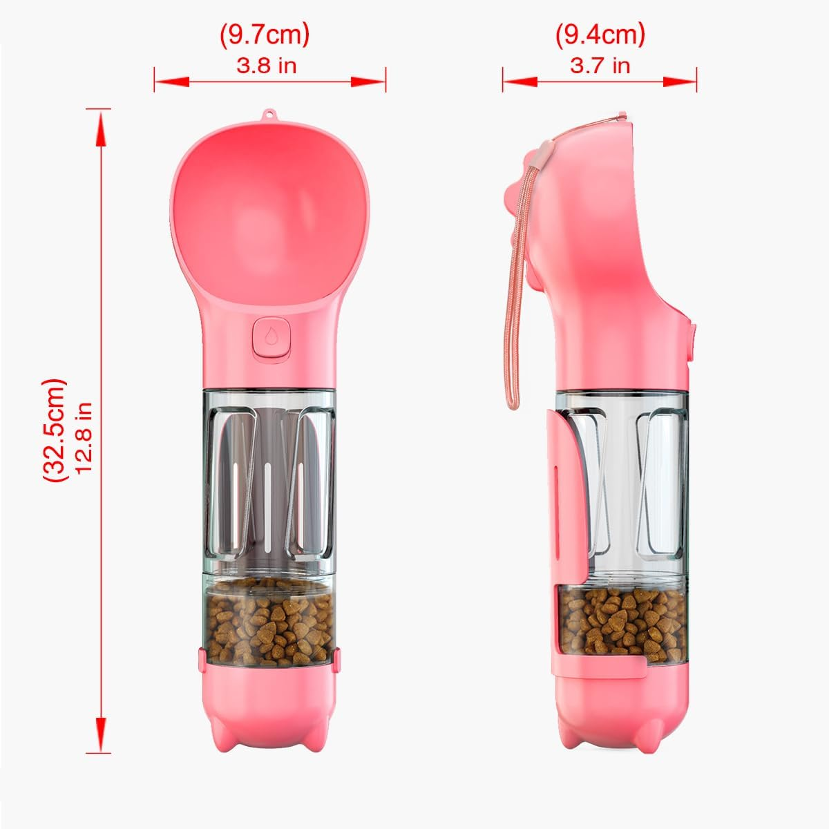 AIMALL 1PC 300ML Pet Travel Water Bottle, Portable Dog Water Cup with Poop Shovel, Dog Food Storage, Garbage Bag Holder, One-Handed Operation, Leakproof, 12.8In/32.5Cm - Green image number 6