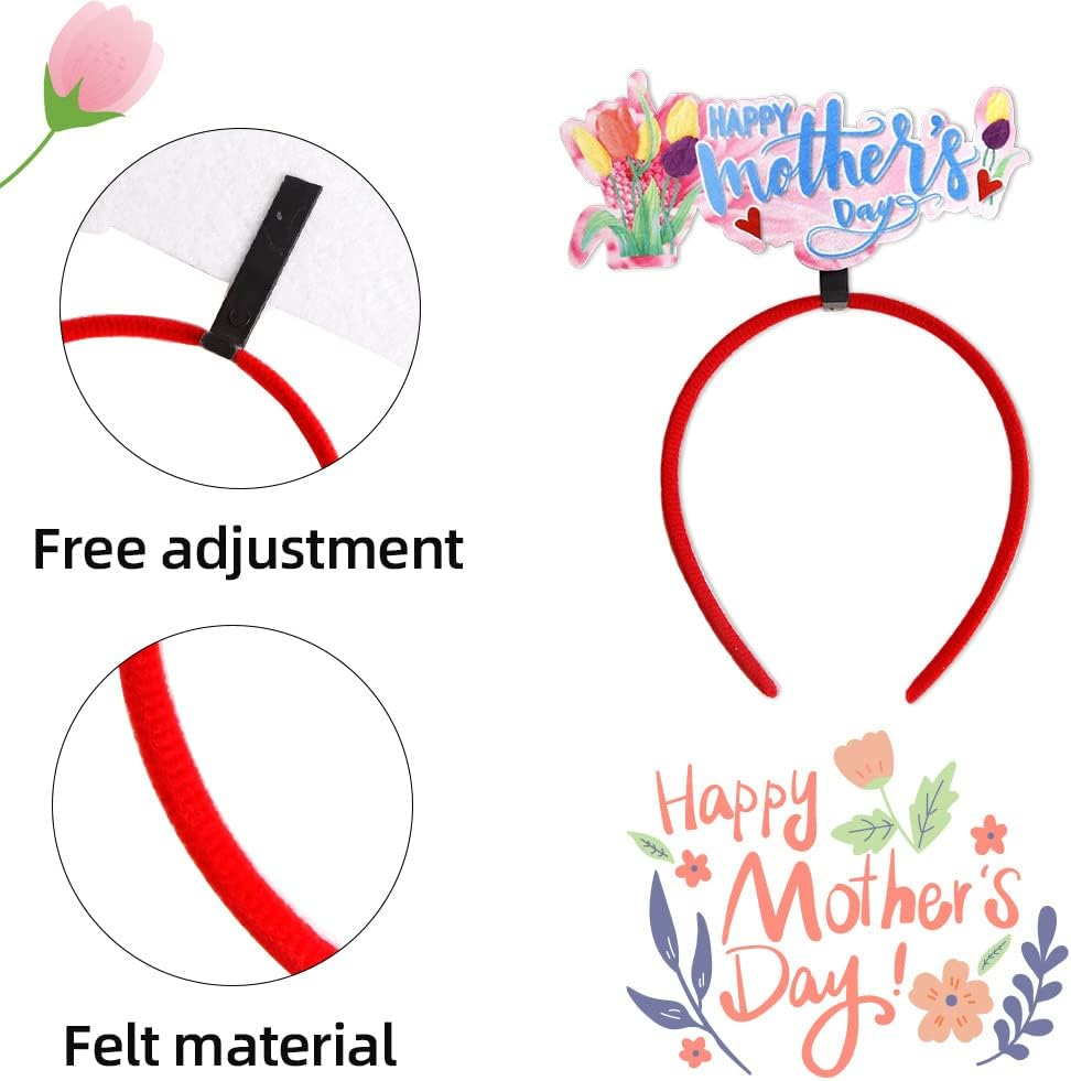 Vocoliday Happy Mother'S Day Headband, Mother'S Day, Heart Headband, Flower Hairband, Mother'S Day Hair Accessories for Birthday, Mother'S Day, Valentine'S Day, Costume, Party Decoration, Pack of 6 image number 2