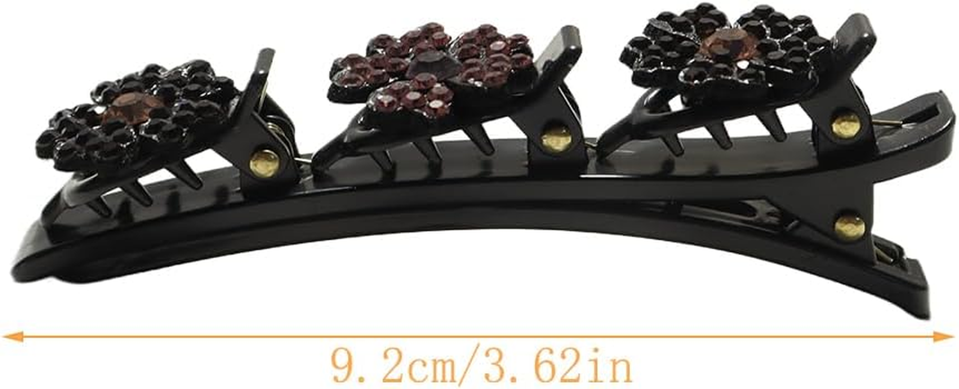 Enwye 6 Pieces Braided Hair Clips with Sparkling Crystal Stones New Double Layer Braids Hair Accessories for Women and Girls image number 1