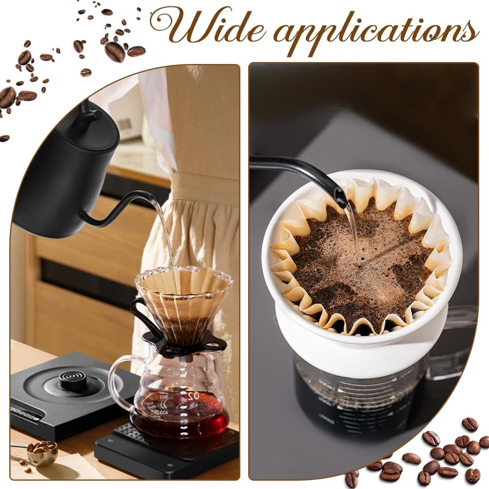 CREATCABIN 100 Pack Basket Coffee Filters Flat Bottom Paper Filter Cup Flowers for Drip Coffee Makers White Espresso Strainers Paper Brew Basket for 1-4 Cups Home Office Use 4.5 X 1.77 Inch image number 1