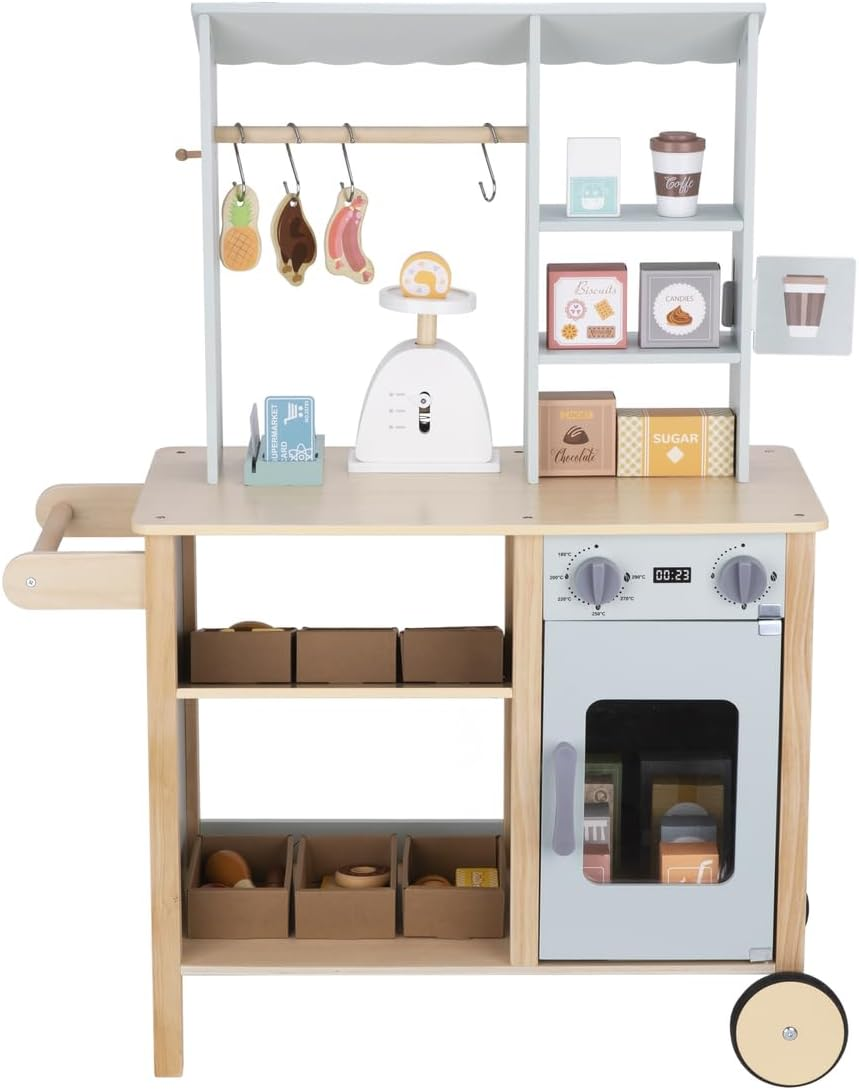 Tooky Toy TJ427 Grocery Store: Pretend Play Wooden Store with Groceries for Kids for Ages 3+ image number 5