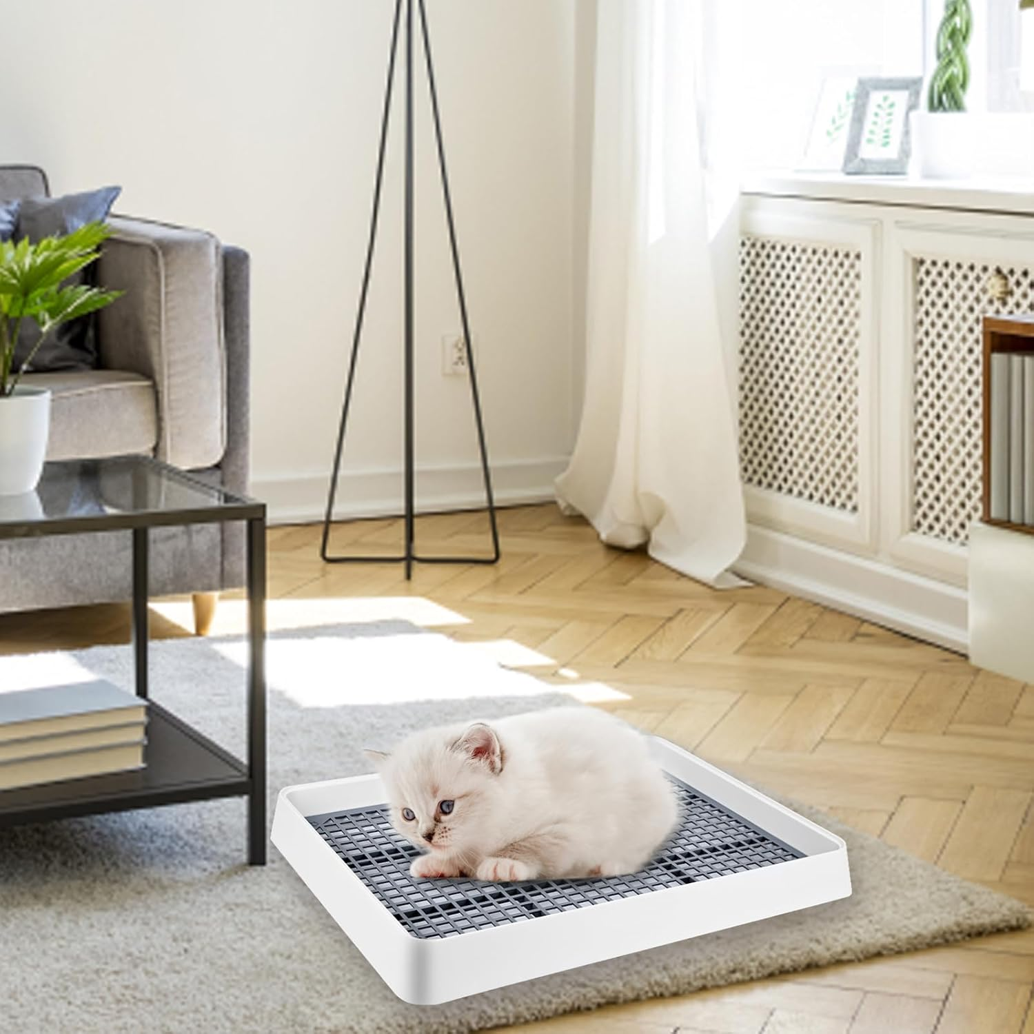 2 Pack Large Rabbit Litter Box with Small Broom and Dustpan Rabbit Litter Pan for Cage Bunny Litter Box Grate Restroom Rabbit Litter Tray Rabbit Toilet - 15 X 12.2 X 2.6 Inches image number 2