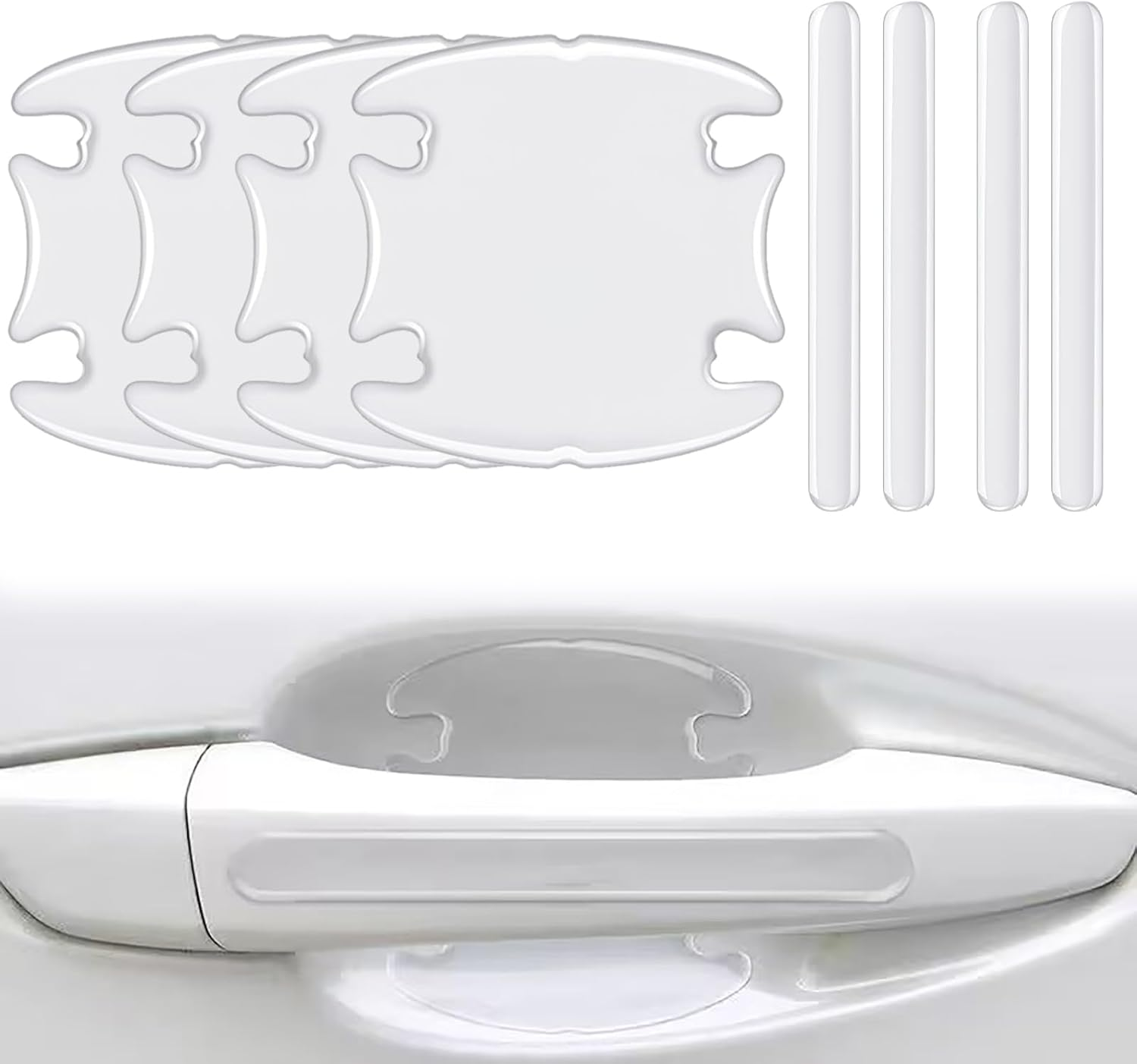 8 Pcs Car Door Handle Protector, Transparent Universal Fit, Epoxy Car Door Edge Protector for Scratch Prevention, Durable Protection against Rings and Keys image number 4