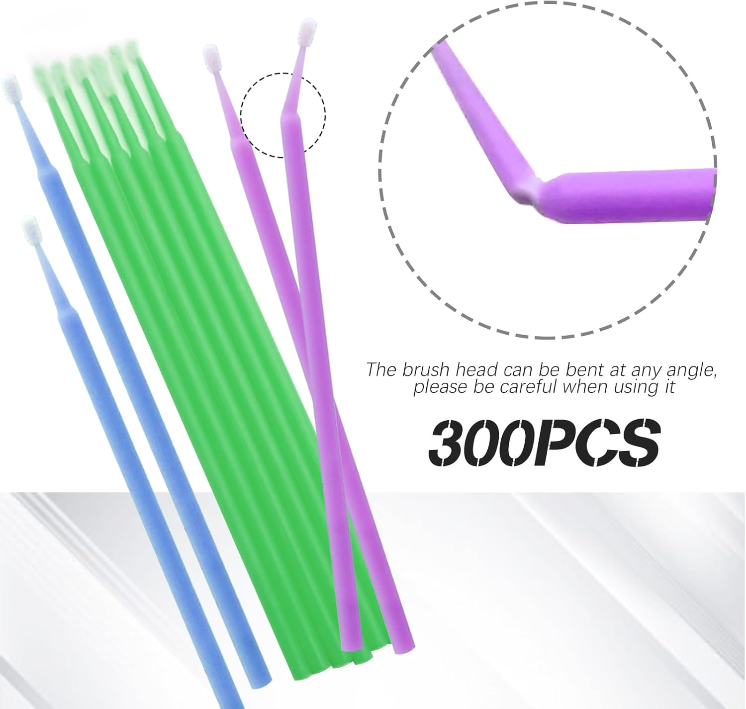 Touch up Paint Brushes for Automotive Paint Chip Repair Disposable Micro Applicators 2.5 Mm, 2.0Mm and 1.5 Mm (L: 2.5Mm, Blue, M: 2.0Mm, Green, S:1.5Mm, Purple) 300Pcs image number 1