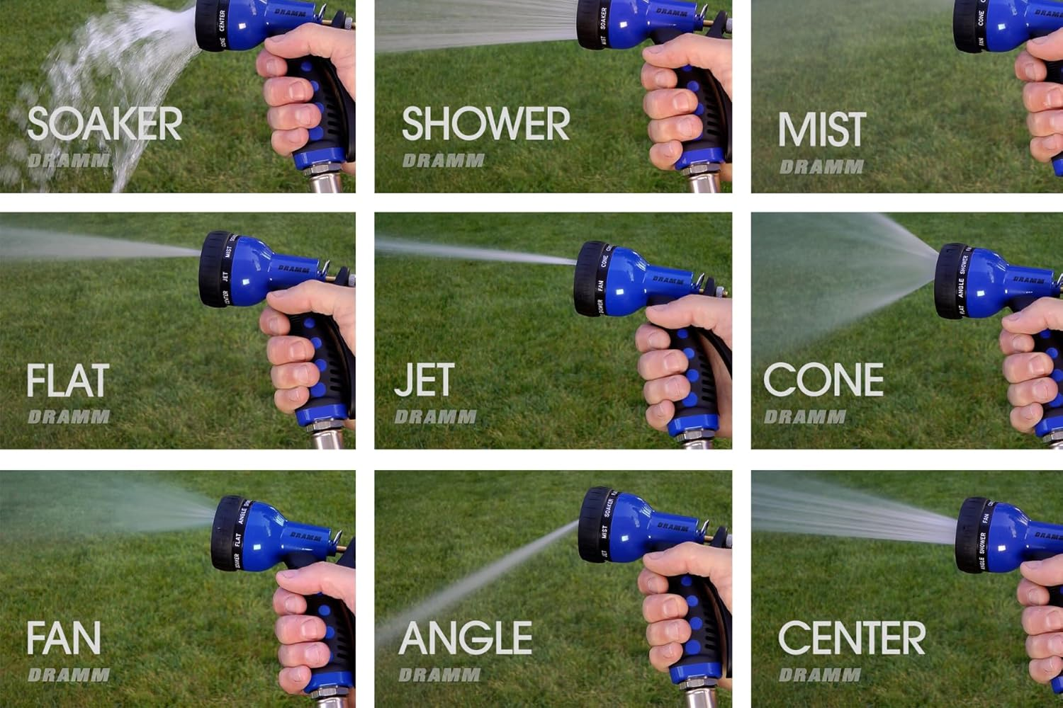 Dramm 12704 9-Pattern Revolver Spray Nozzle, Green - Blue image number 4