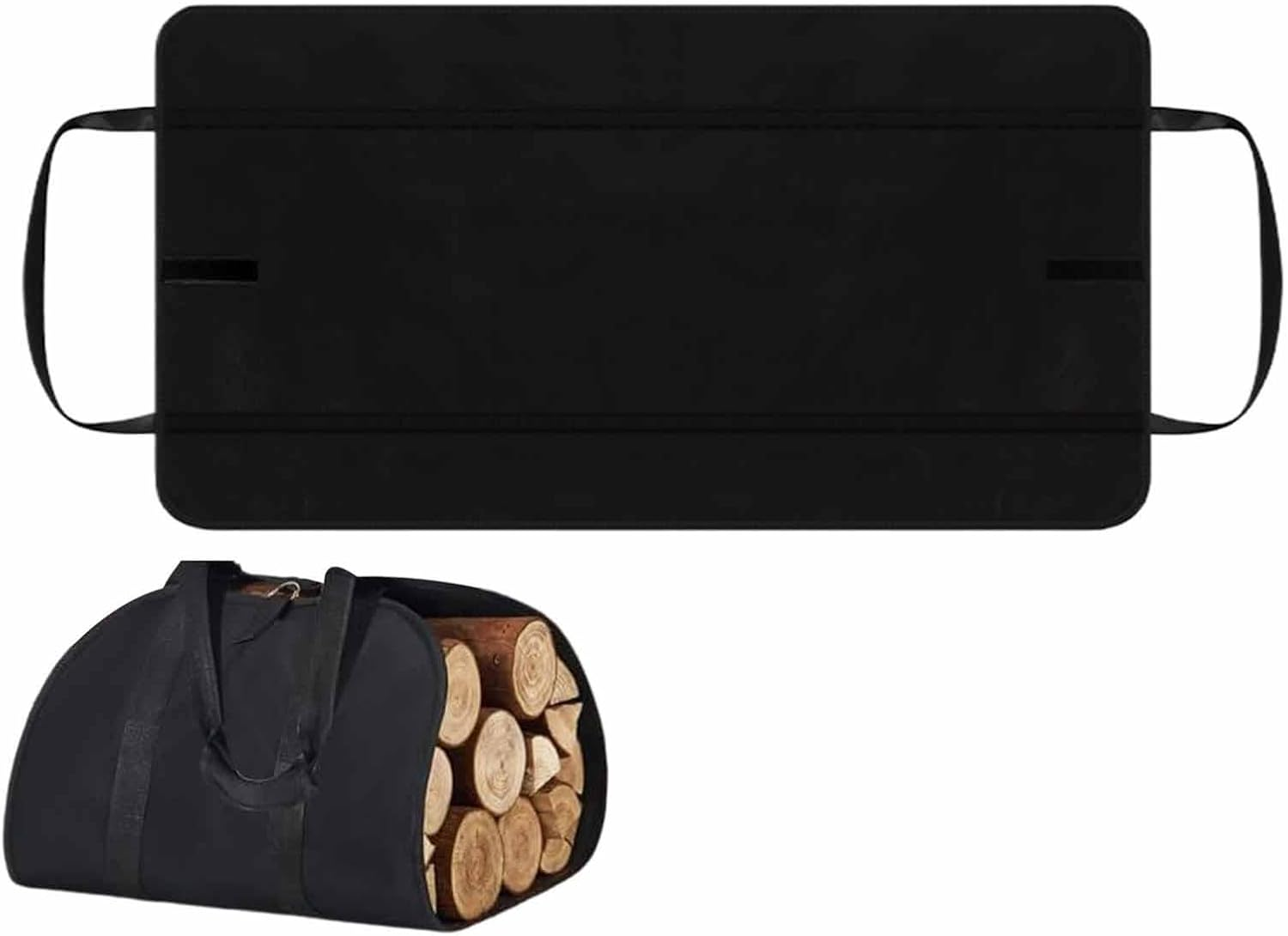 Generic Firewood Log Carrier Tote Log Storage Tote Carrying Firewood Storage Bag for Backpacking, Black