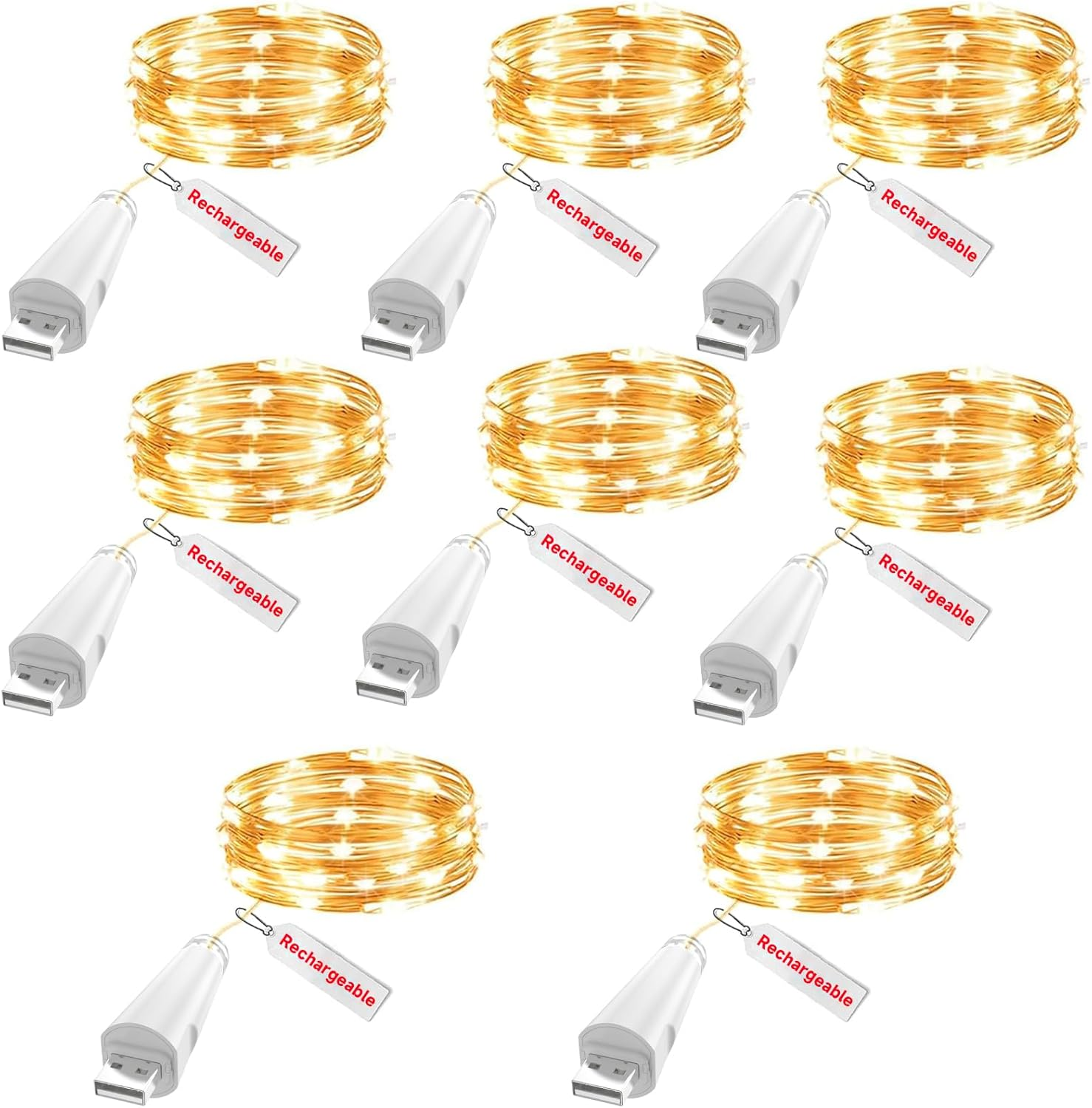 OUSMIN 20 LED Rechargeable Fairy Lights Battery Operated Mason Jar Wedding Table Decoration Christmas