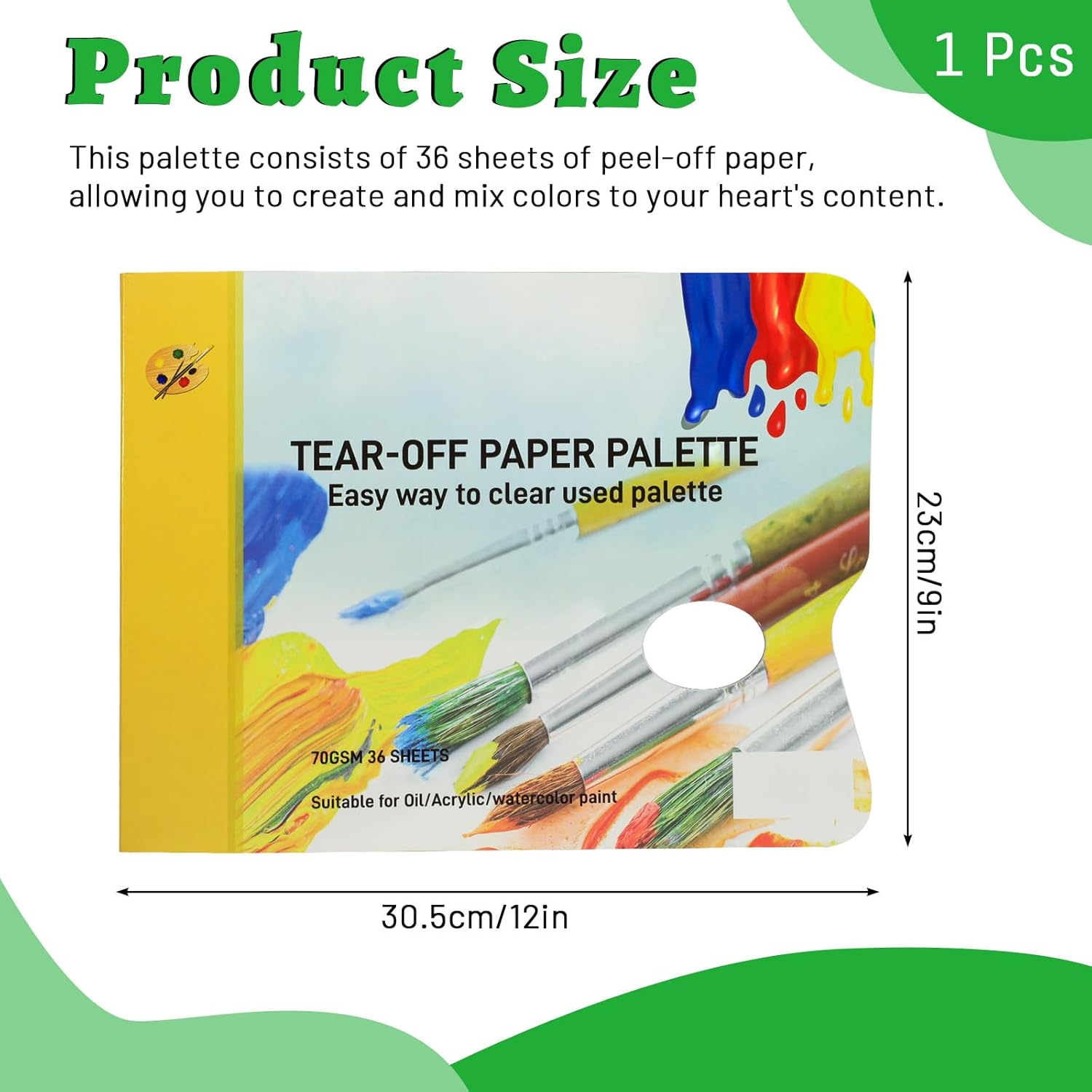 ASTIMESA 36 Sheets Tear off Palette Paper Pad with Thumb Hole, 9 X 12 Inch Disposable White Paint Palette Paper, Artist Painting Mixing Palette Paper for Oil Acrylic Watercolor (A4) image number 5