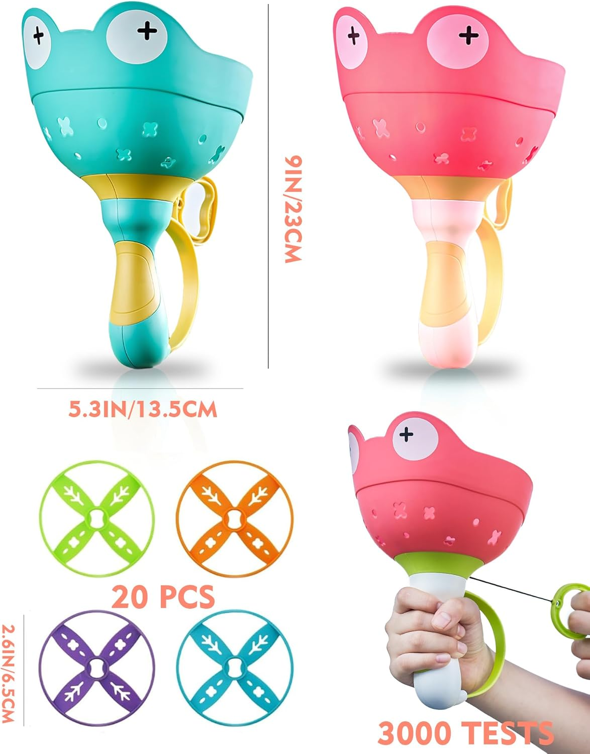 2-Pack Outdoor Toys for Kids Ages 3-12 Flying Disc Launcher Toys Backyard & outside Catching Games Fun & Safe Yard Toys with 20 Discs for Children'S Active Play image number 6