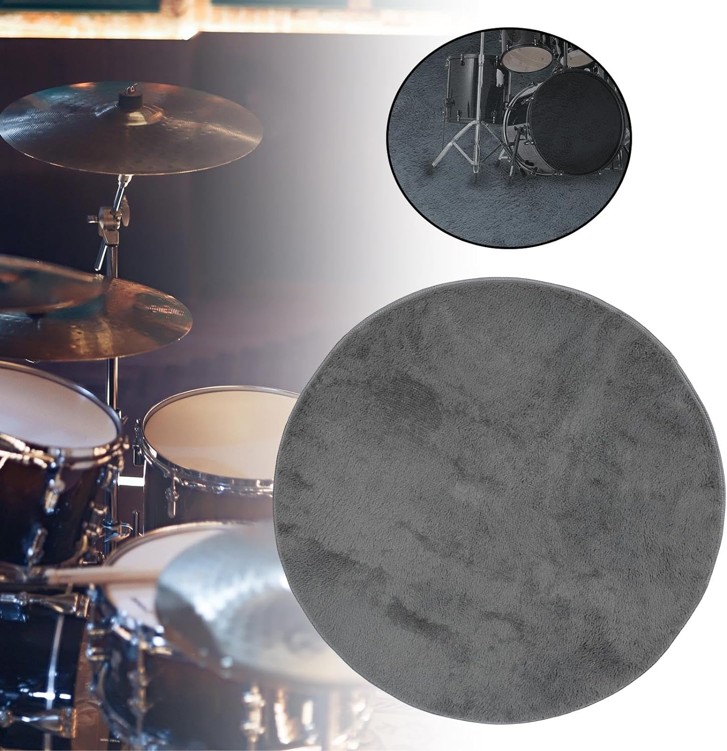 Rockible Drum Rug Electrical Drum Carpet Multipurpose Drum Accessories Drum Mat for Record Room Drummers Gift Home Stage Music Studio, round 1.2M image number 5