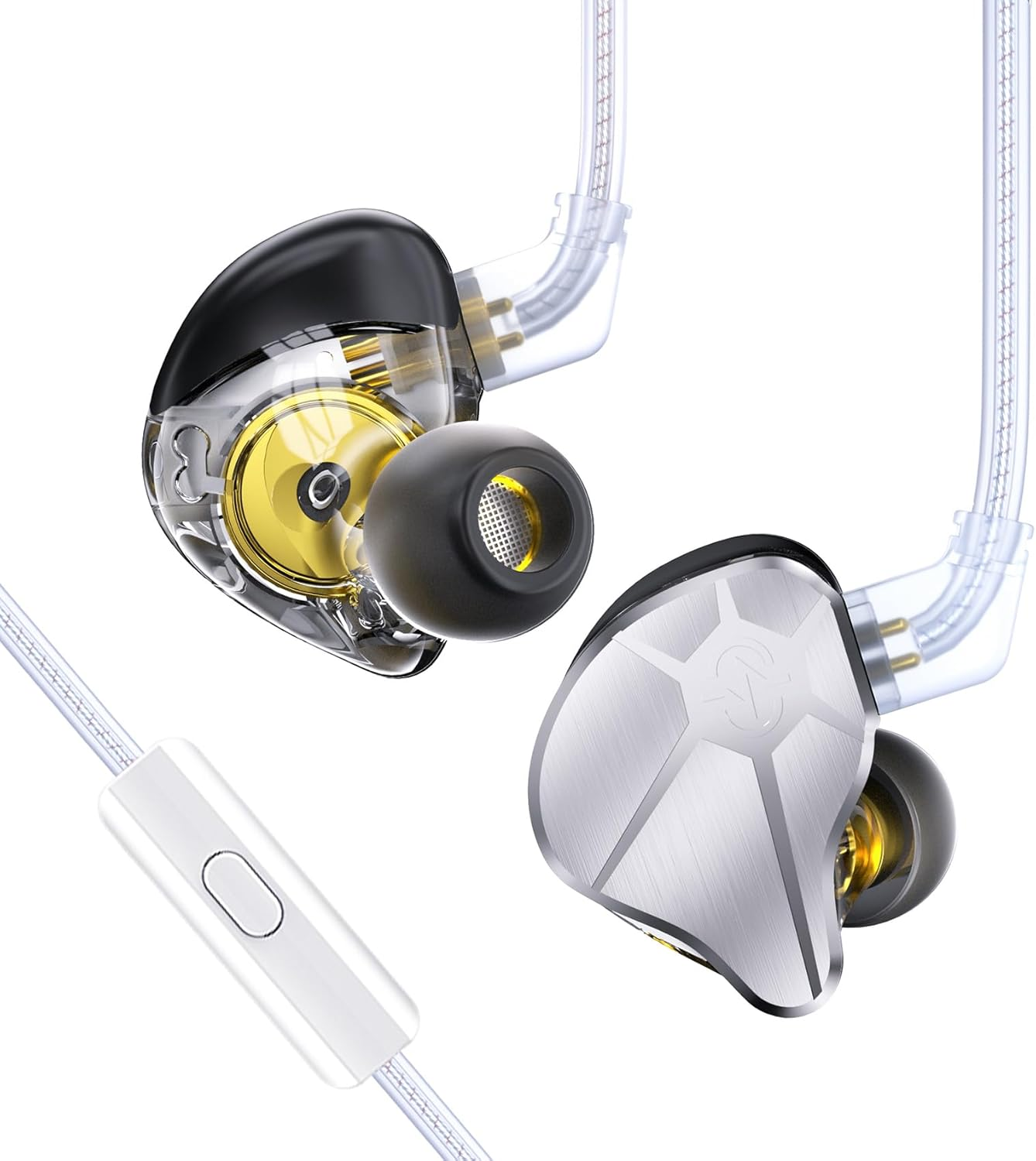 EZ EAR In-Ear Monitor CCZ BC04 Hifi Earphones DD & BA Dynamic Drivers Rich Details Cable Earphones IEM Deep Bass with 2 Pin Removable Cable for Phone PC Music Games (Silver, Microphone) image number 6
