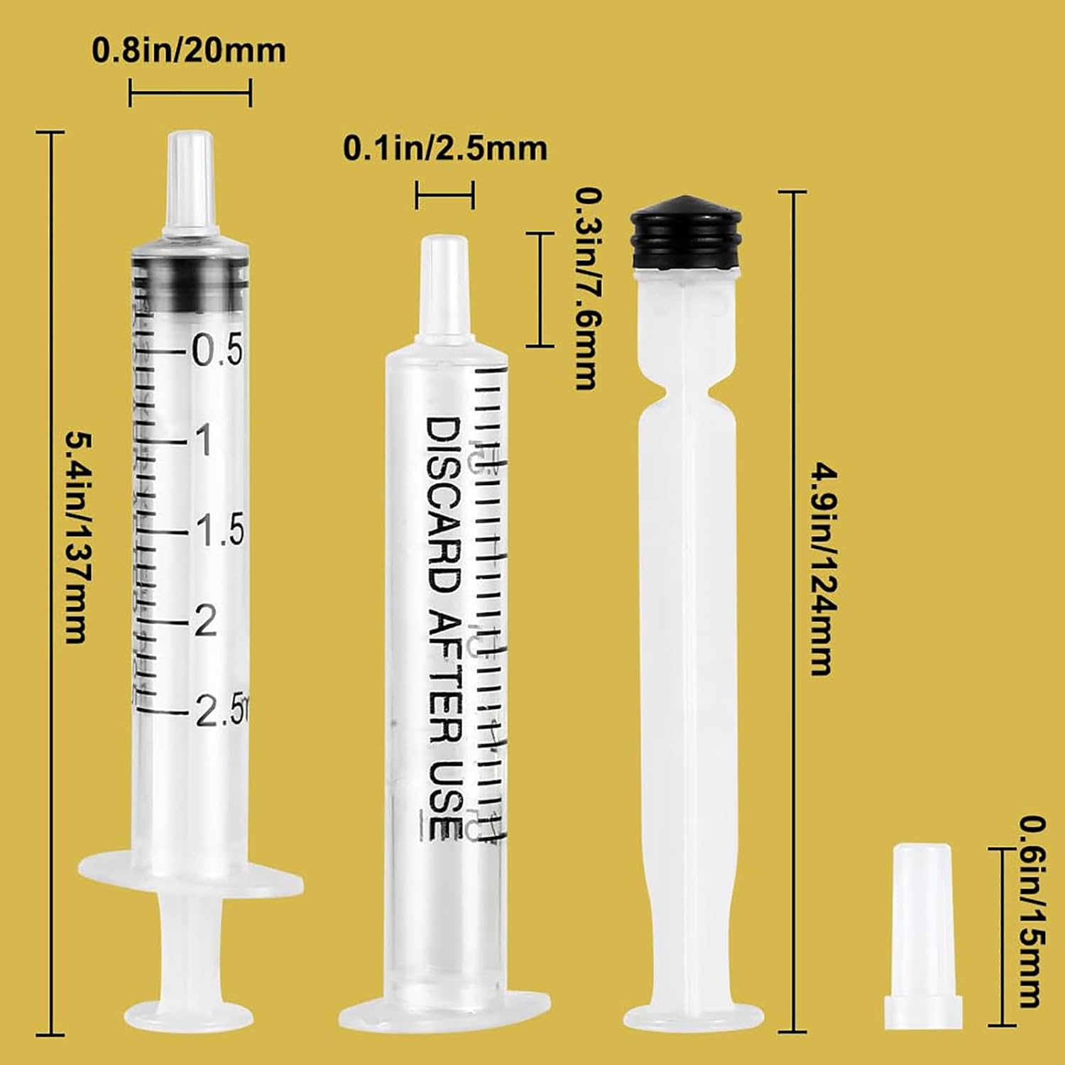 2.5Ml Syringe with Caps 50 Pack for Measuring Liquids ,Garden Plant, Feeding Pets image number 1
