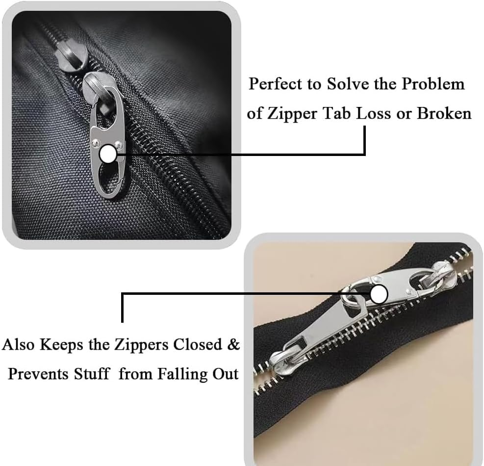 6 PCS Zipper Clip Theft Deterrents, Double Zipper Pull Replacements - Secure Your Belongings (3 Black＆3 Silver) image number 5
